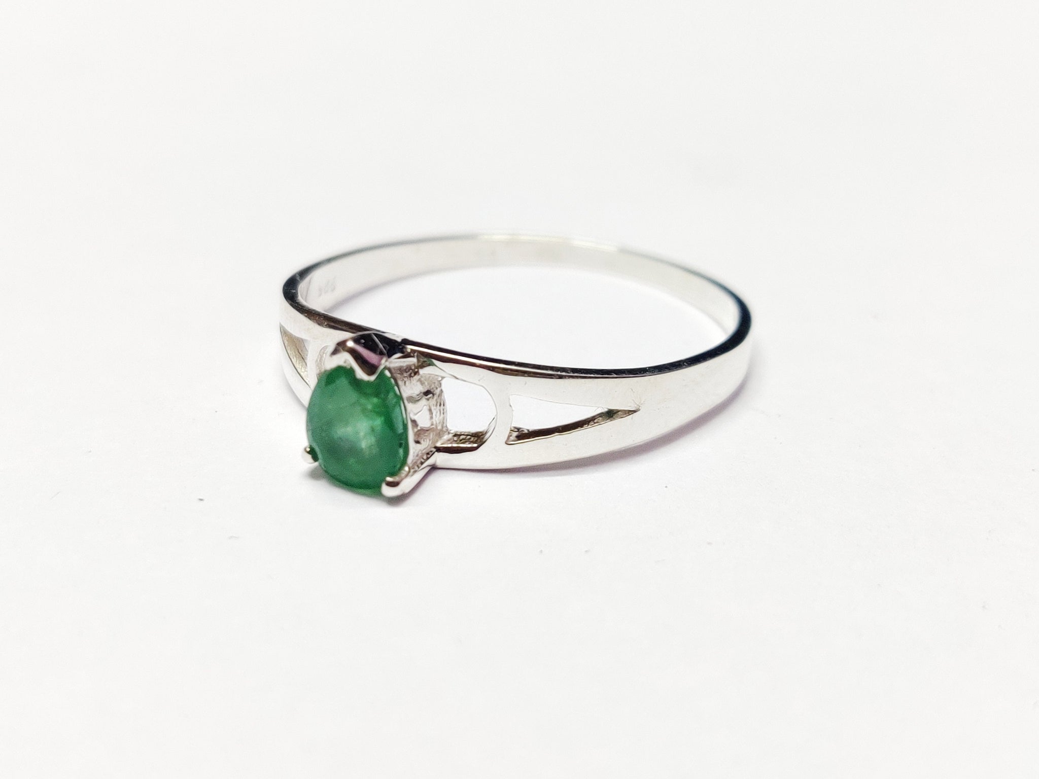 Silver Emerald Anniversary Ring 5x7 mm Pear Emerald Promise Ring Sterling Silver Emerald Engagement Ring May Birthstone Ring
