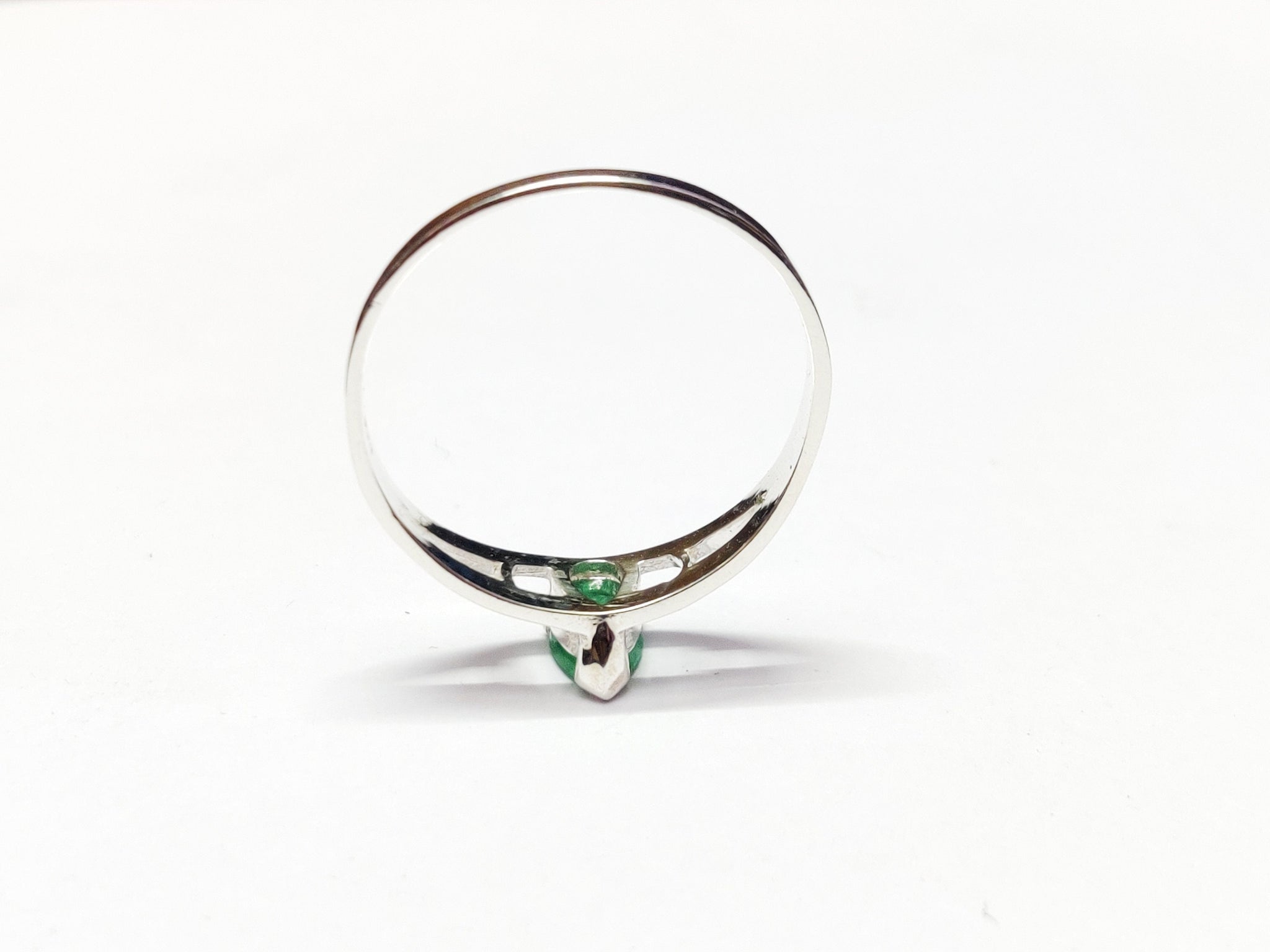 Silver Emerald Anniversary Ring 5x7 mm Pear Emerald Promise Ring Sterling Silver Emerald Engagement Ring May Birthstone Ring