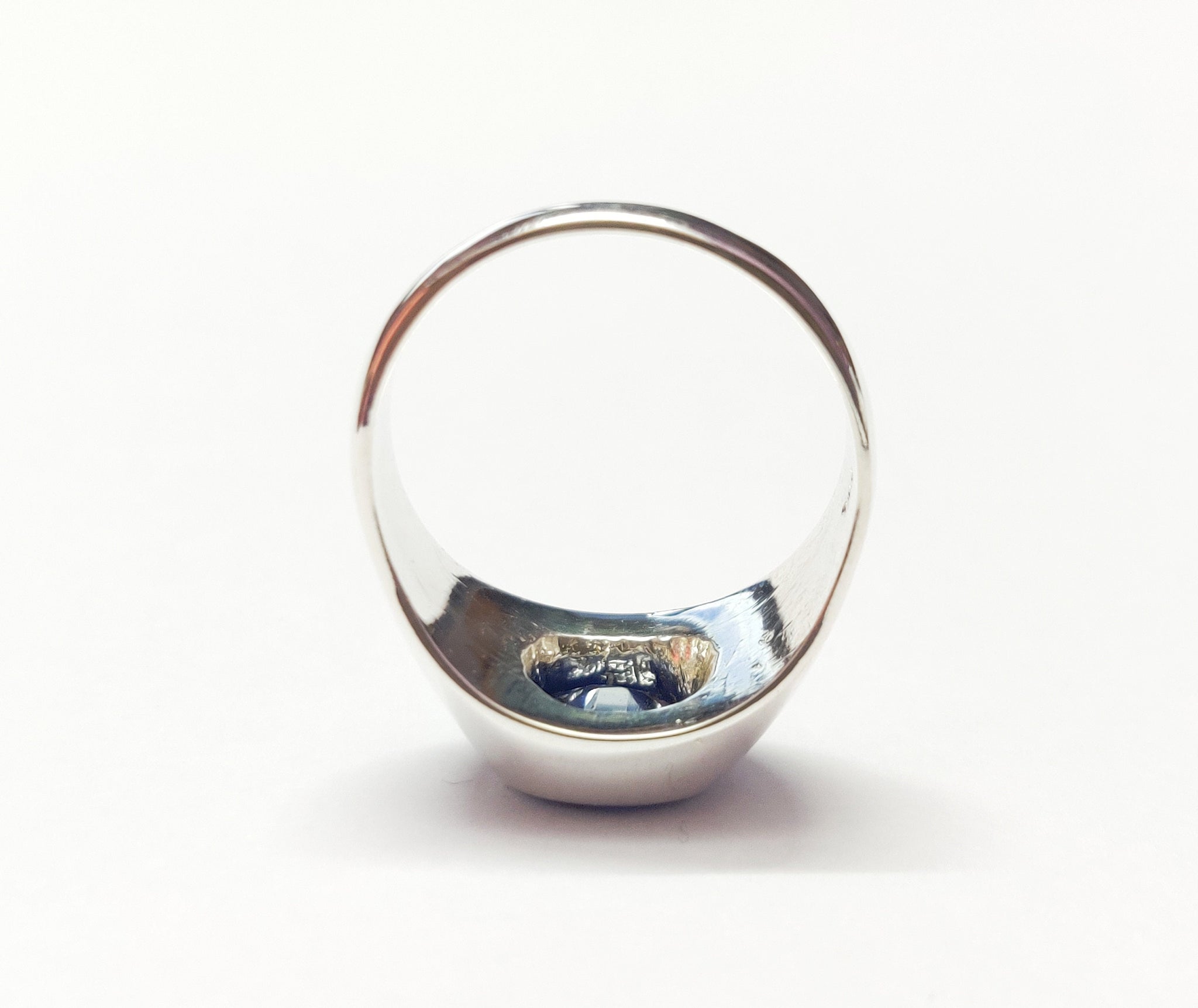 Blue Sapphire Mens Band Heavy Silver Blue Sapphire Ring 7x9 mm Oval Blue Sapphire Band 2.5 Ct Blue Sapphire Band