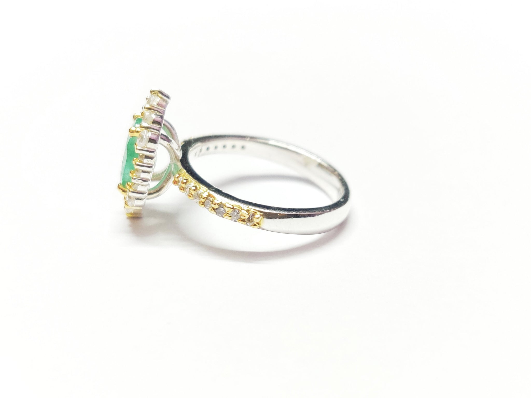 Emerald Engagement Ring 6x8 mm Oval 1.5 Ct Emerald Engagement Band Natural Emerald Wedding Ring Sterling Silver Emerald Engagement Ring