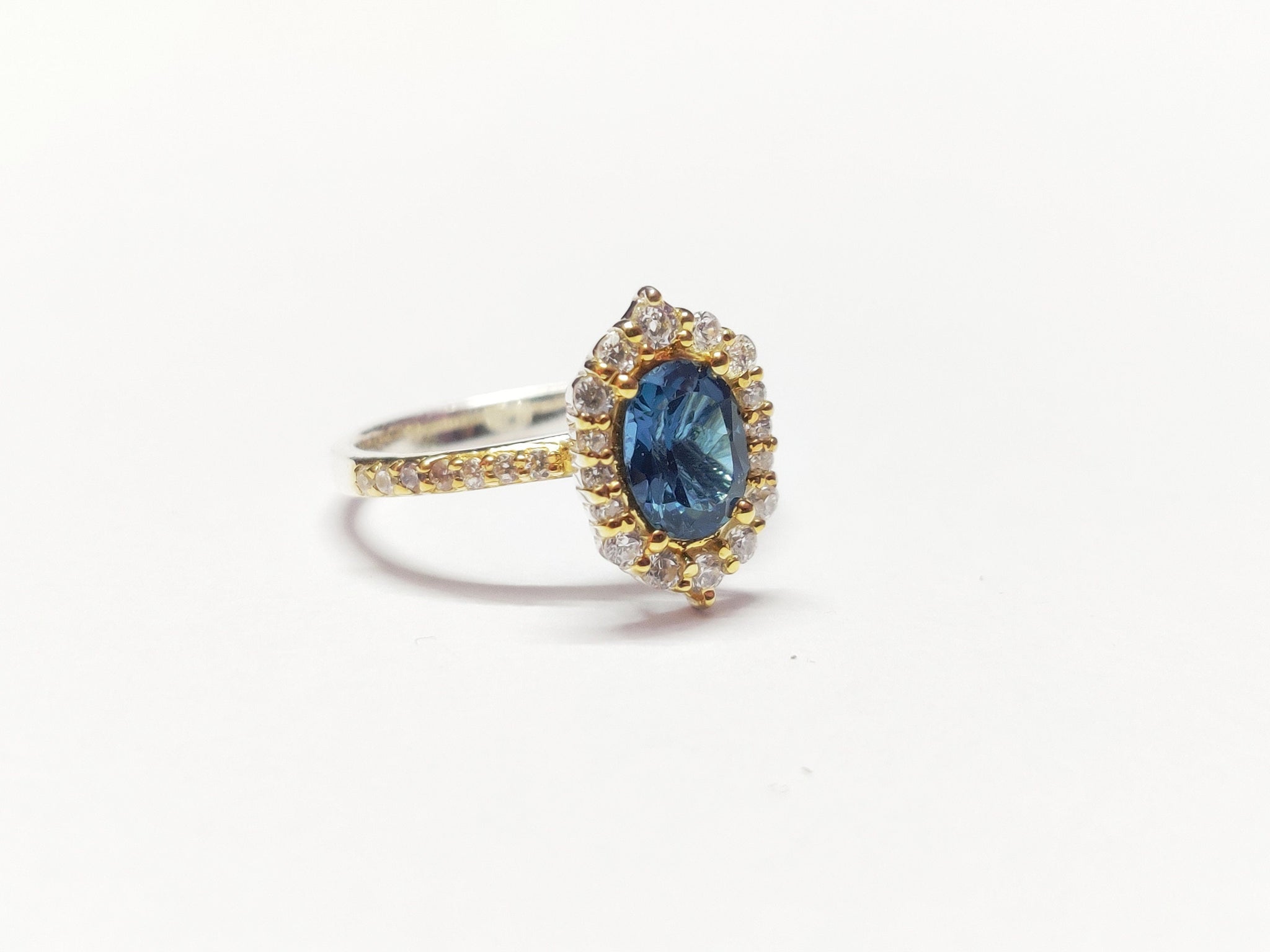 London Blue Topaz Engagement Ring 1.5 Ct London Topaz Engagement Band 6x8 mm Oval London Blue Topaz Ring Sterling Silver Topaz Wedding Ring