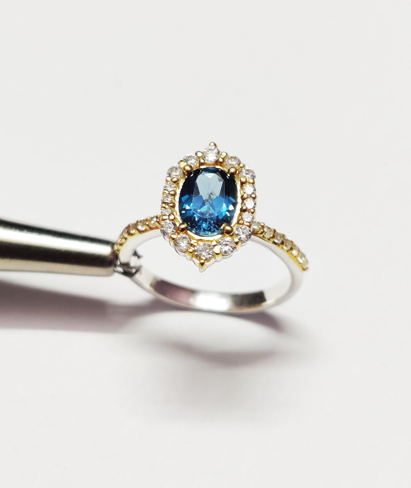 London Blue Topaz Engagement Ring 1.5 Ct London Topaz Engagement Band 6x8 mm Oval London Blue Topaz Ring Sterling Silver Topaz Wedding Ring