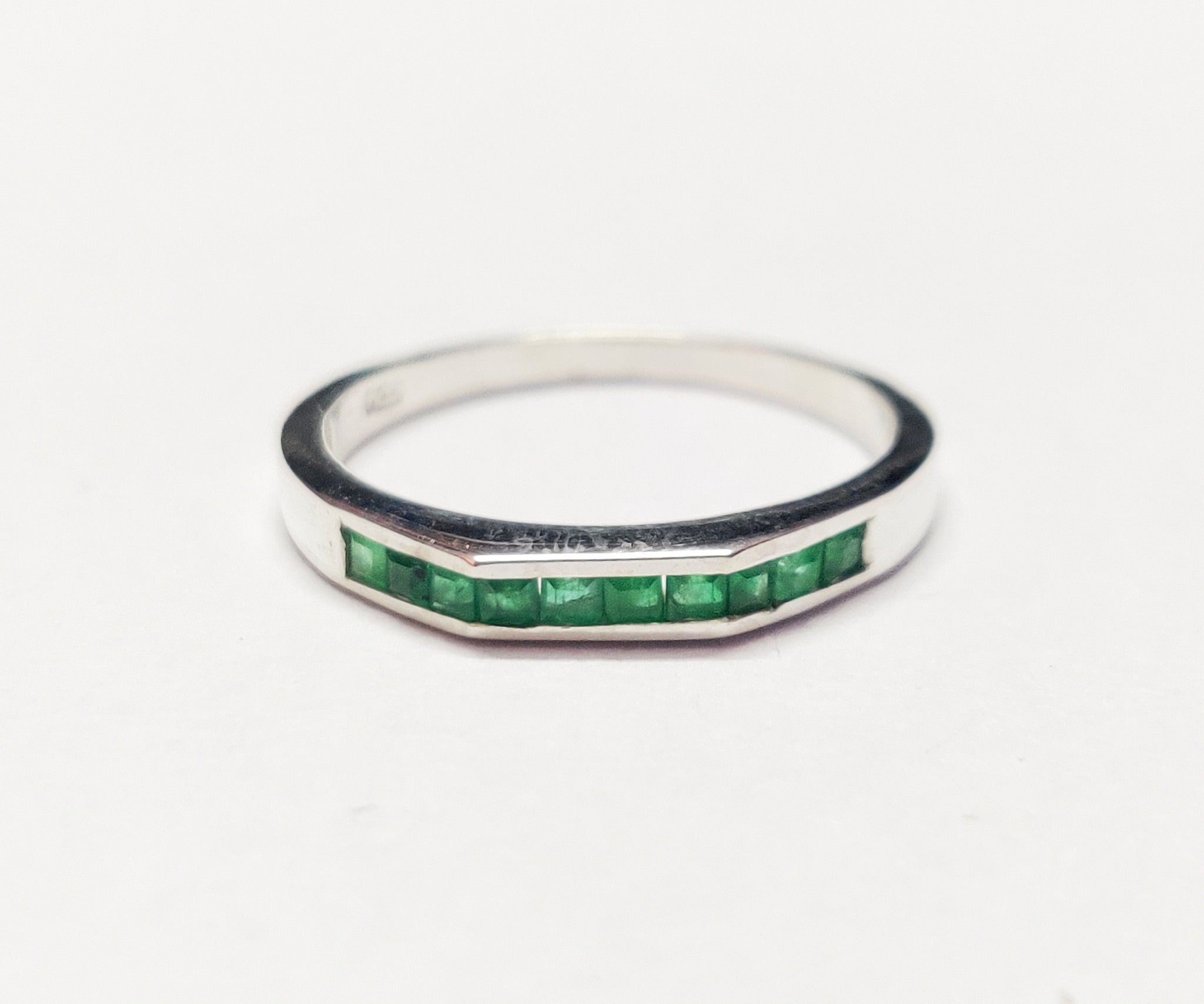 Emerald Stacking Ring Emerald Minimalist Ring Sterling Silver Emerald Stackable Band Emerald Men Ring 0.6Ct Emerald Band May Birthstone Ring