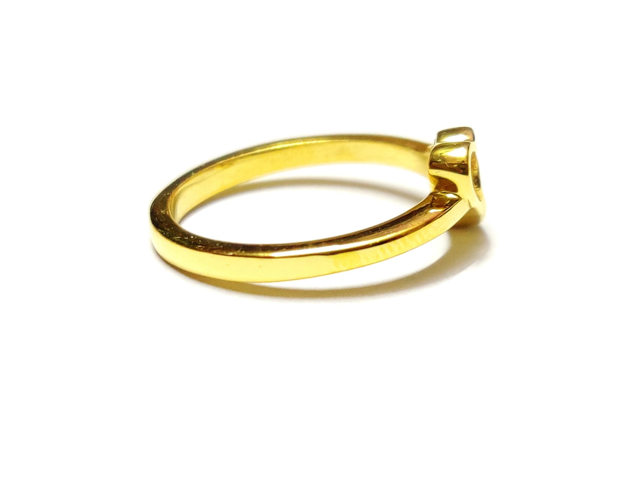 Sterling Silver Heart Band Gold Plating Heart Valentine Ring Double Heart Anniversary Ring Golden Heart Anniversary Ring