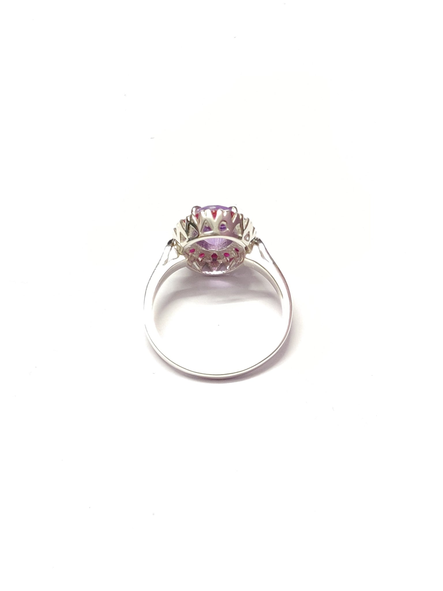 Amethyst Engagement Ring Silver Amethyst Ruby Ring 1.8 Ct Amethyst Ruby Anniversary Ring Natural Amethyst Solitaire Ring