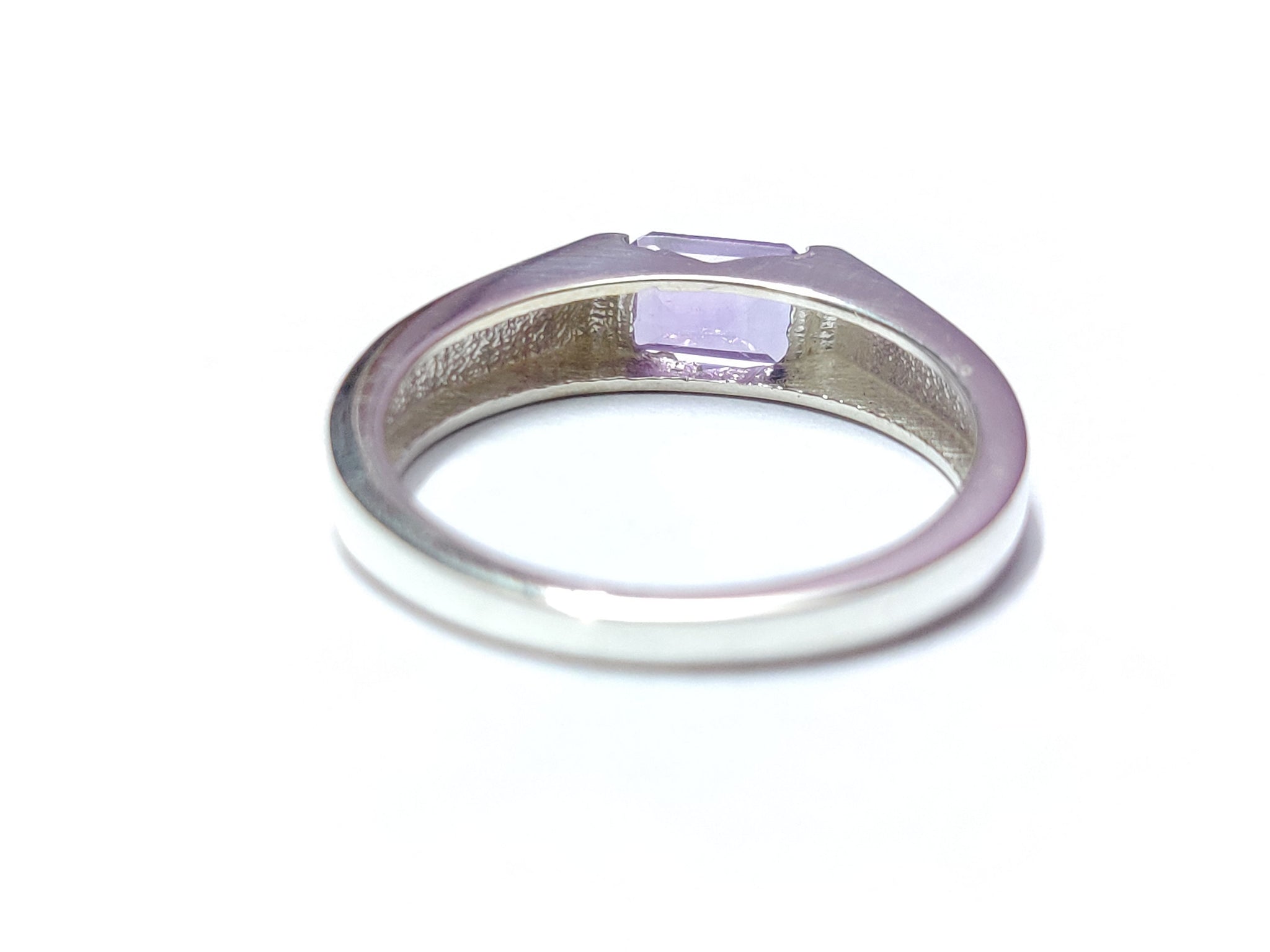 Silver Amethyst Band Sterling Silver Amethyst Stackable Band 5x7 mm Octagon Amethyst Birthstone Ring February Birthstone Ring