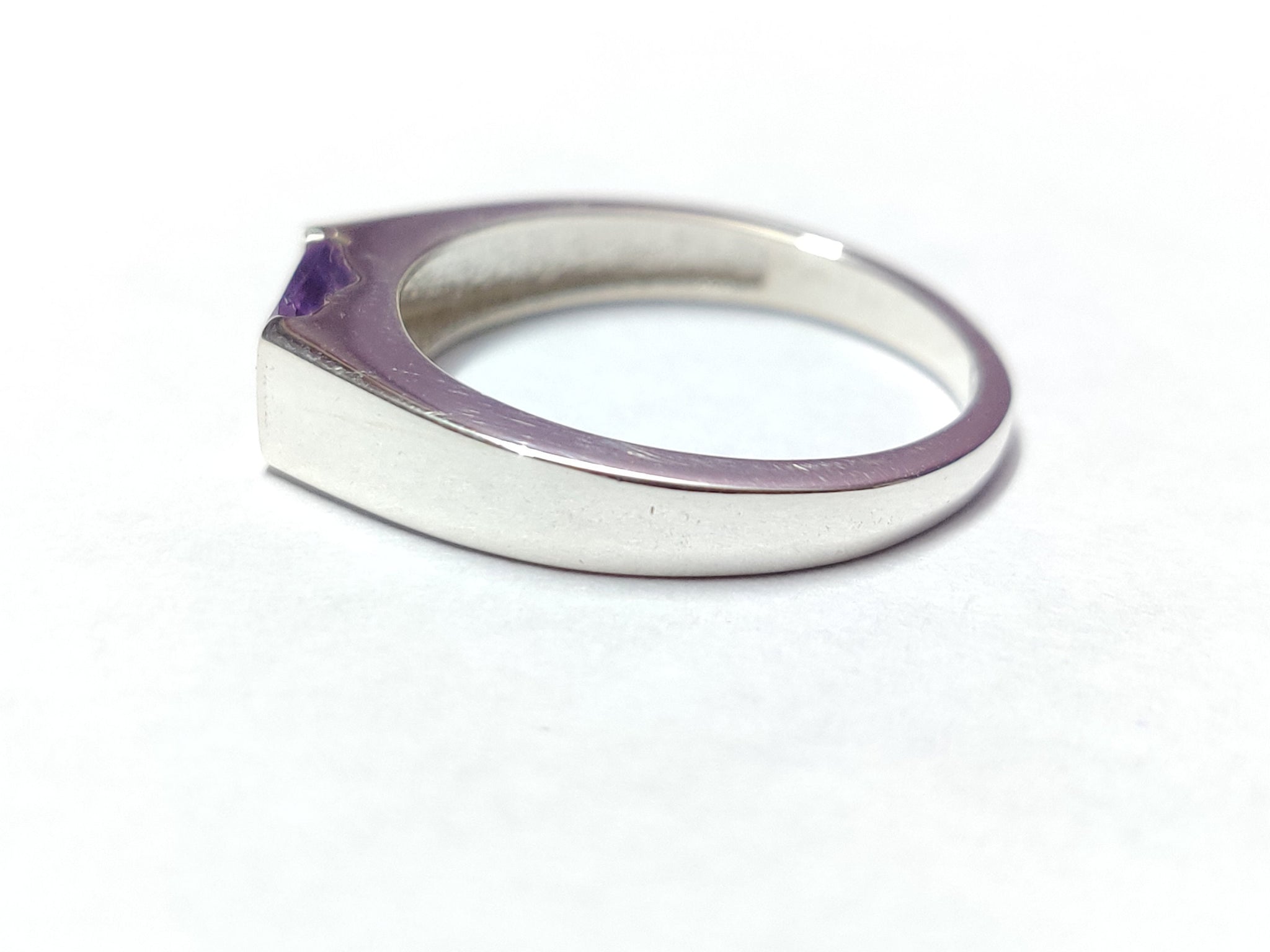 Silver Amethyst Band Sterling Silver Amethyst Stackable Band 5x7 mm Octagon Amethyst Birthstone Ring February Birthstone Ring