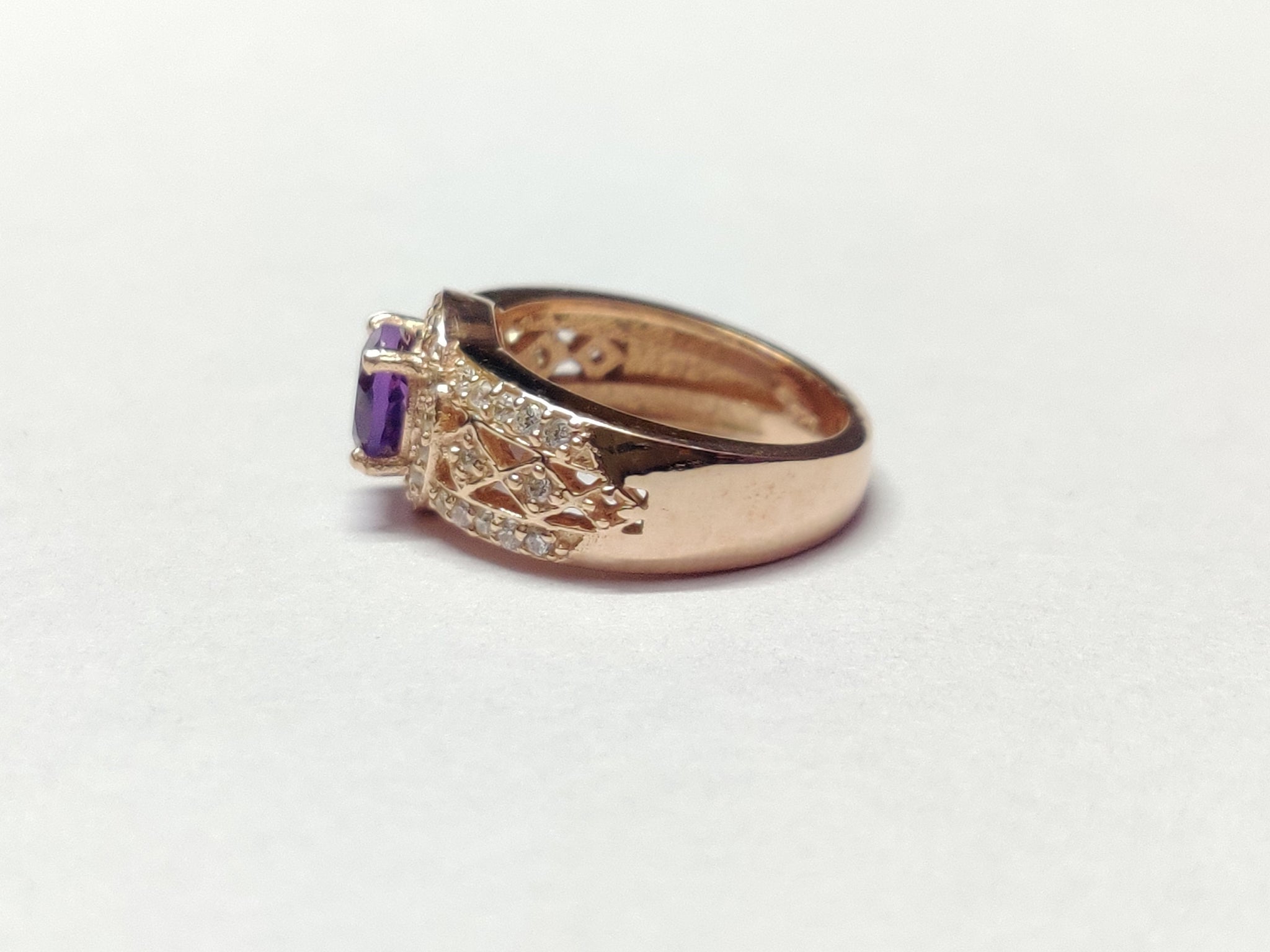 Rose Gold Amethyst Engagement Ring Royal Purple Amethyst Wedding Ring Rose Gold Amethyst Anniversary Ring Promise Ring Birthday Gift For Her