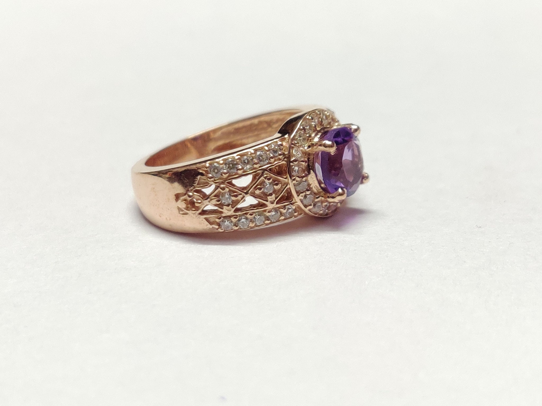 Rose Gold Amethyst Engagement Ring Royal Purple Amethyst Wedding Ring Rose Gold Amethyst Anniversary Ring Promise Ring Birthday Gift For Her