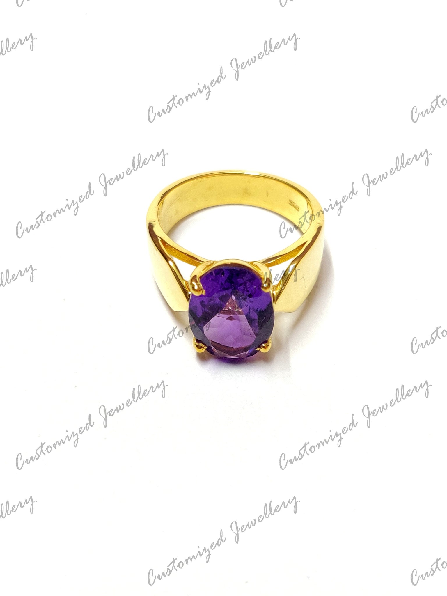 Gold Amethyst Ring Natural Amethyst Ring Gold Amethyst Cocktail Ring Gold Rhodium Plating Amethyst Statement Ring Amethyst Men Ring