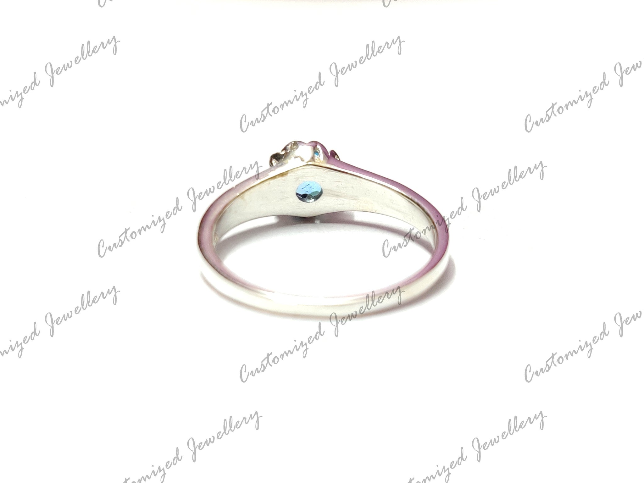 Silver Swiss Blue Topaz Engagement Band Swiss Topaz Solitaire Ring Art Deco Swiss Topaz Anniversary Ring December Birthstone Ring