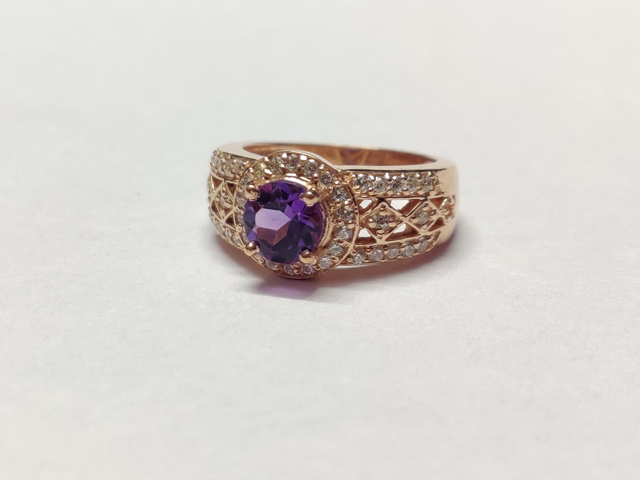 Rose Gold Amethyst Engagement Ring Royal Purple Amethyst Wedding Ring Rose Gold Amethyst Anniversary Ring Promise Ring Birthday Gift For Her