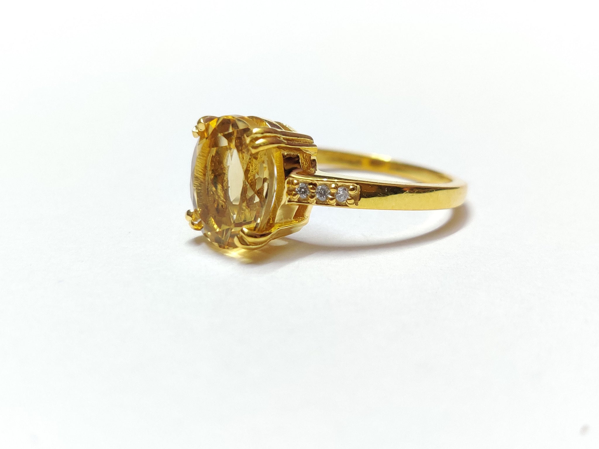 Gold Citrine Engagement Ring Gold Citrine Anniversary Ring 5.5 Ct Citrine Gold Plating Ring Gold Citrine Solitaire Ring November Birthstone