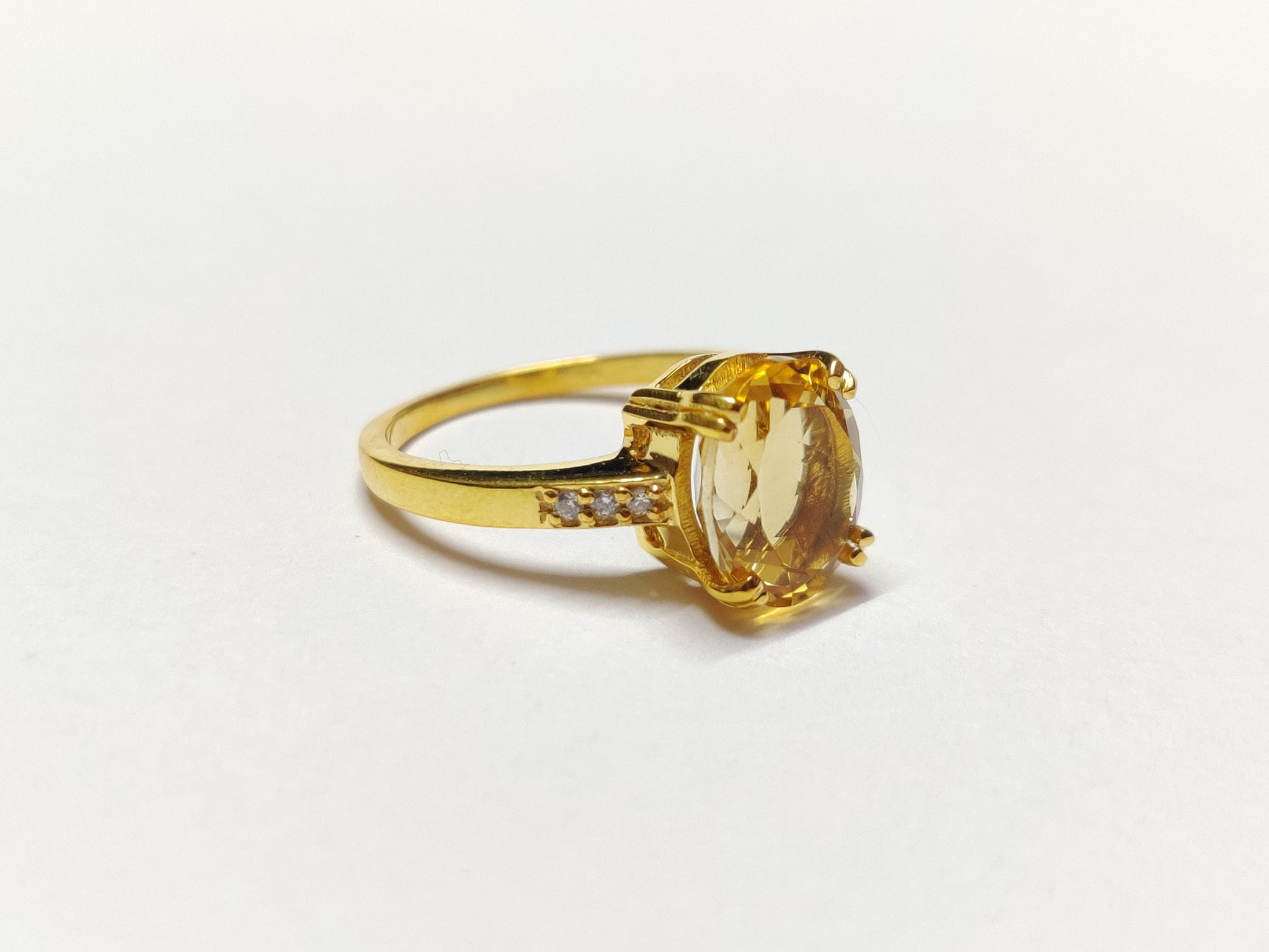 Gold Citrine Engagement Ring Gold Citrine Anniversary Ring 5.5 Ct Citrine Gold Plating Ring Gold Citrine Solitaire Ring November Birthstone