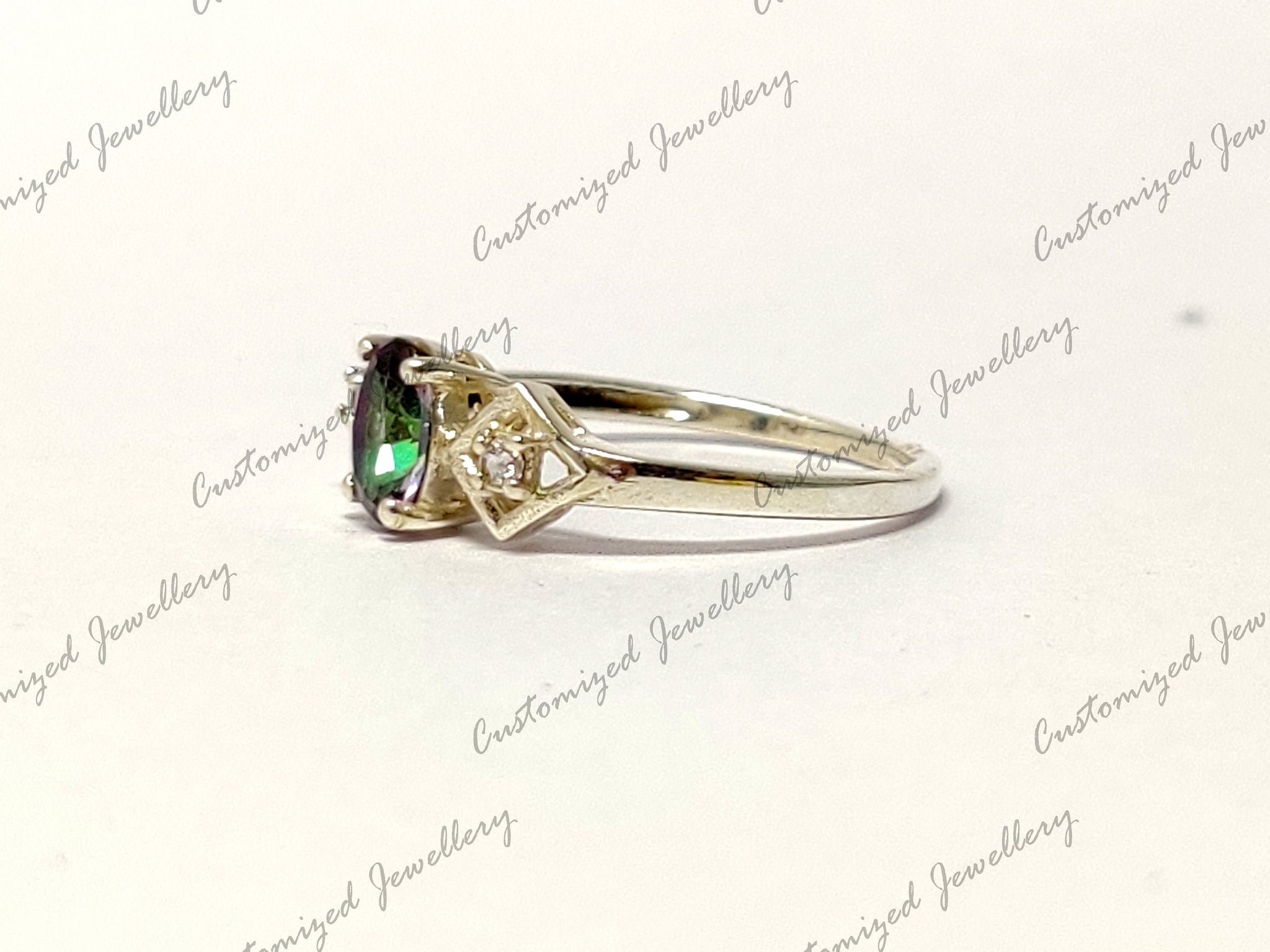 Silver Mystic Topaz Engagement Band Sterling Silver Mystic Topaz Anniversary Ring Mystic Topaz Ring Birthday Gift Promise Ring For Her