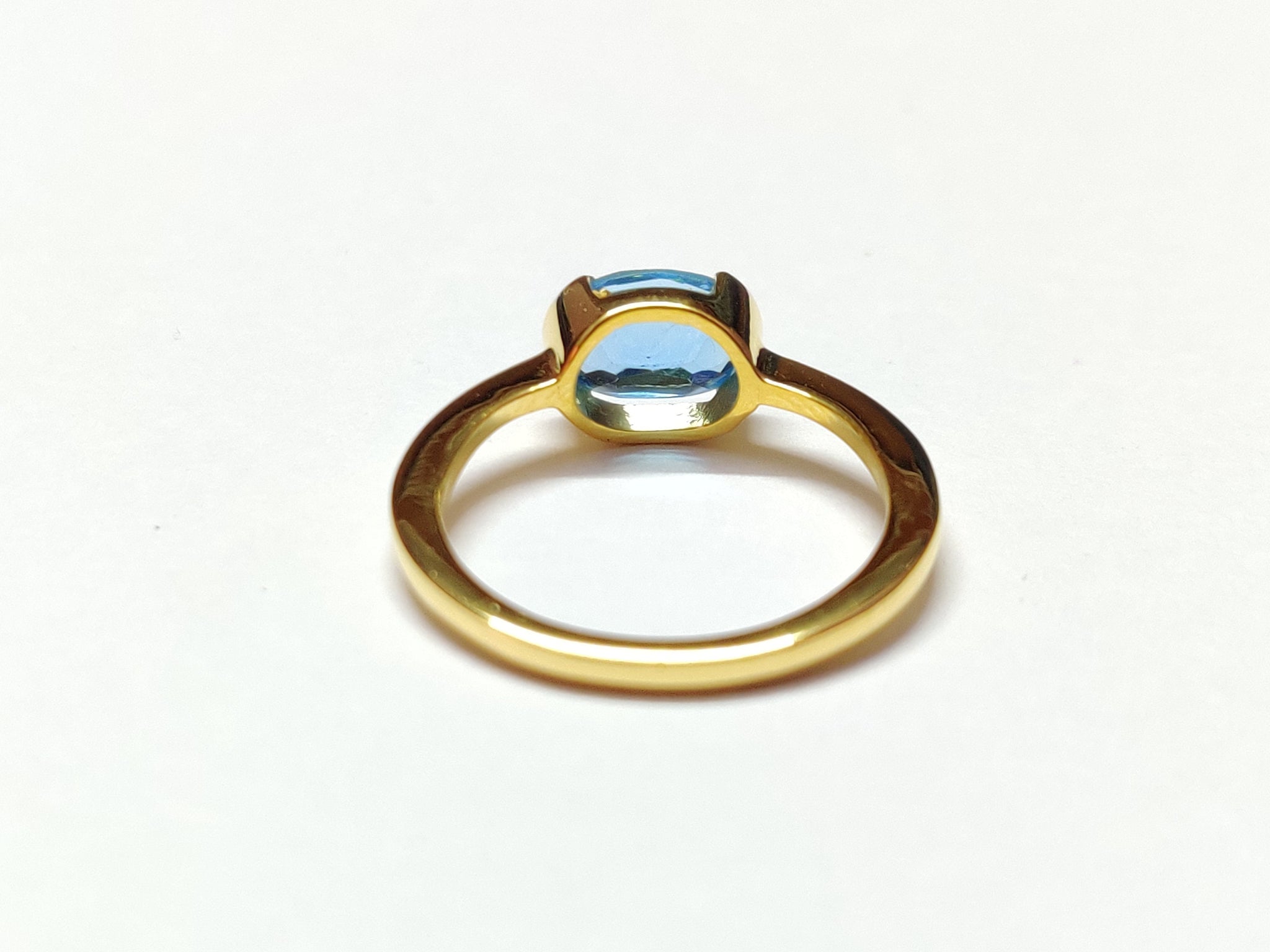 18K Yellow Gold Blue Topaz Ring Gold Swiss Topaz Solitaire Ring Solid Yellow Gold Blue Topaz Promise Ring Topaz Anniversary Ring