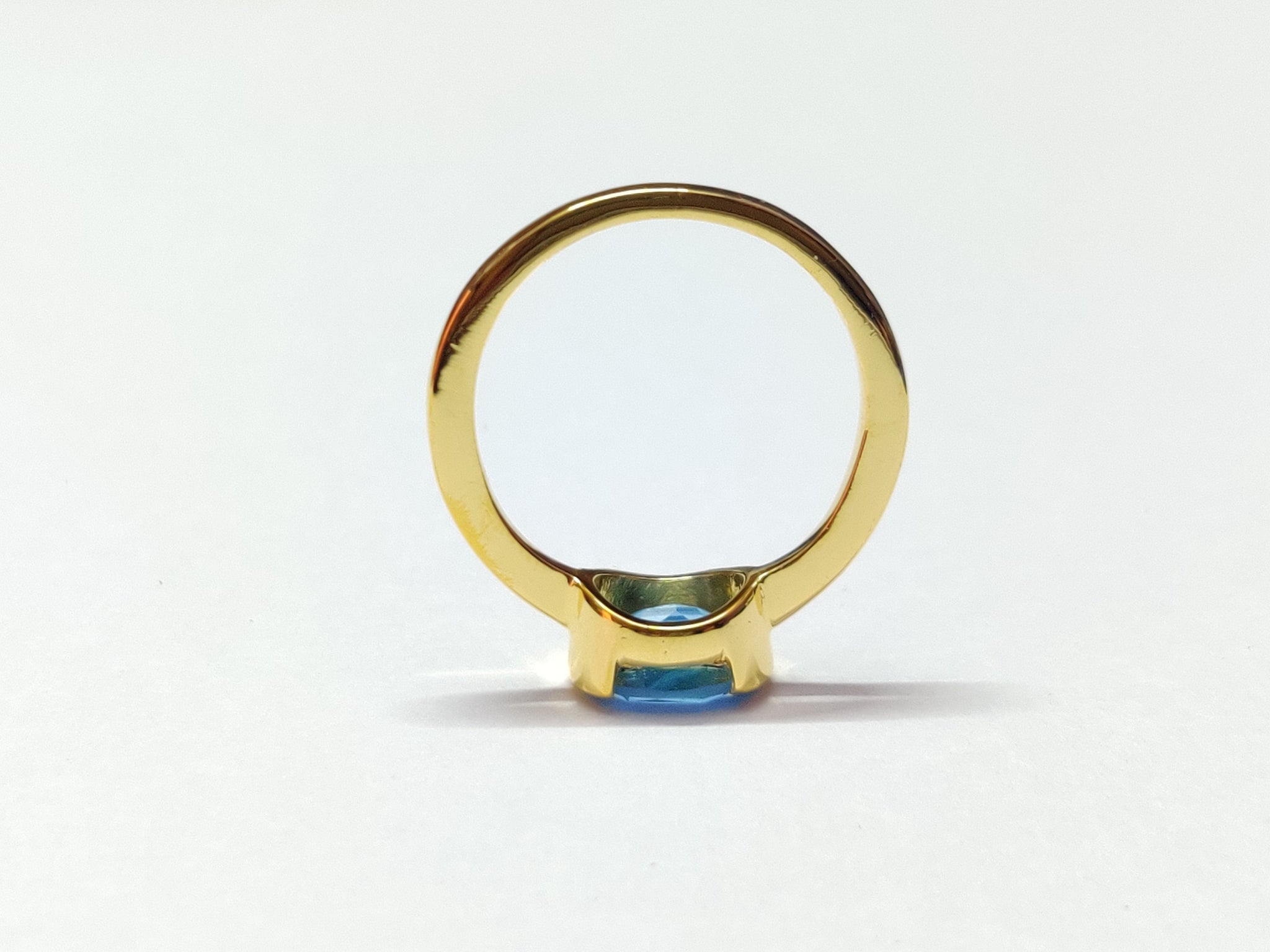 18K Yellow Gold Blue Topaz Ring Gold Swiss Topaz Solitaire Ring Solid Yellow Gold Blue Topaz Promise Ring Topaz Anniversary Ring