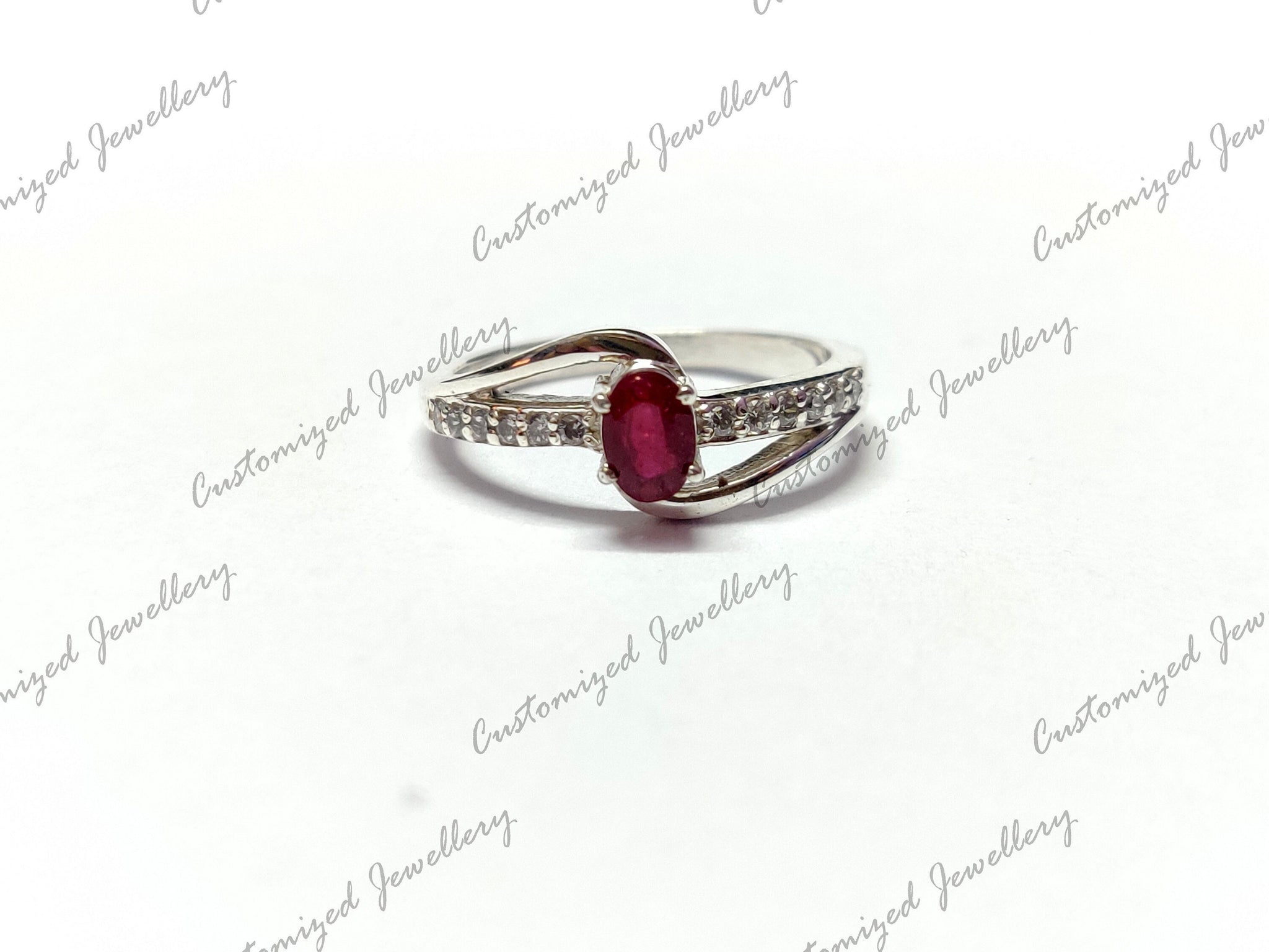 Ruby Anniversary Ring Natural Ruby Ring 4x6 mm Oval Ruby Band Garnet Valentine Ring Red Ruby Promise Ring July Birthstone Ring