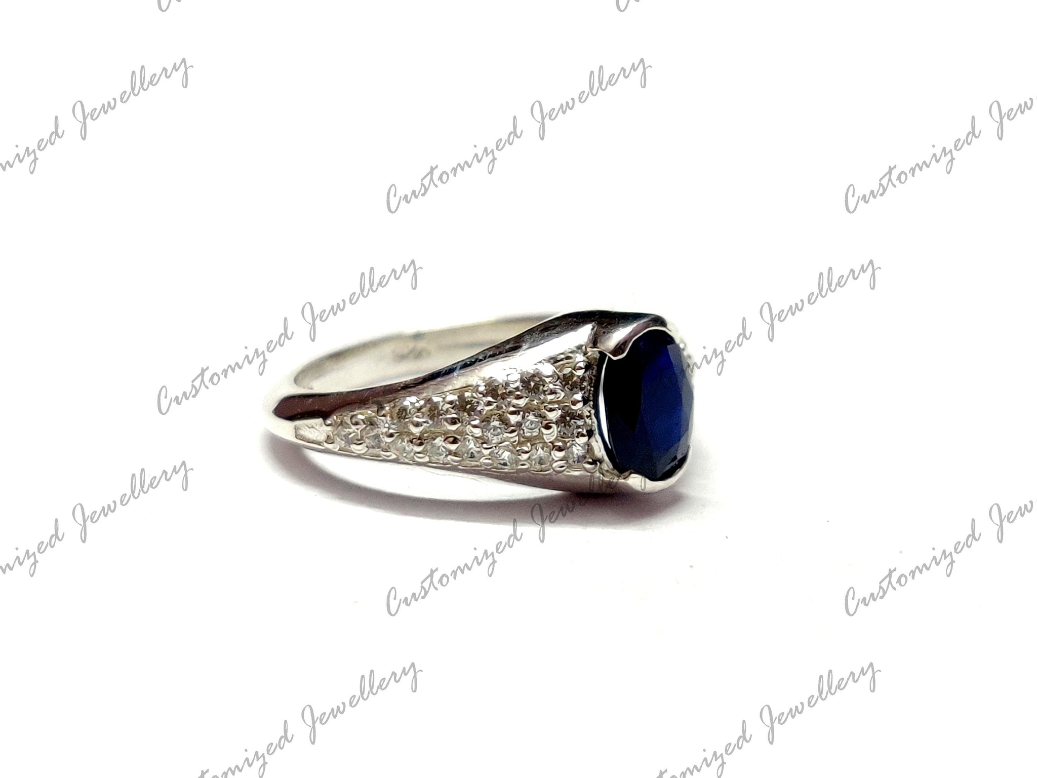 Handmade Silver Sapphire Ring 5x7 mm Oval Blue Sapphire Ring Silver Sapphire Ring Blue Sapphire Solitaire Ring September Birthstone Ring
