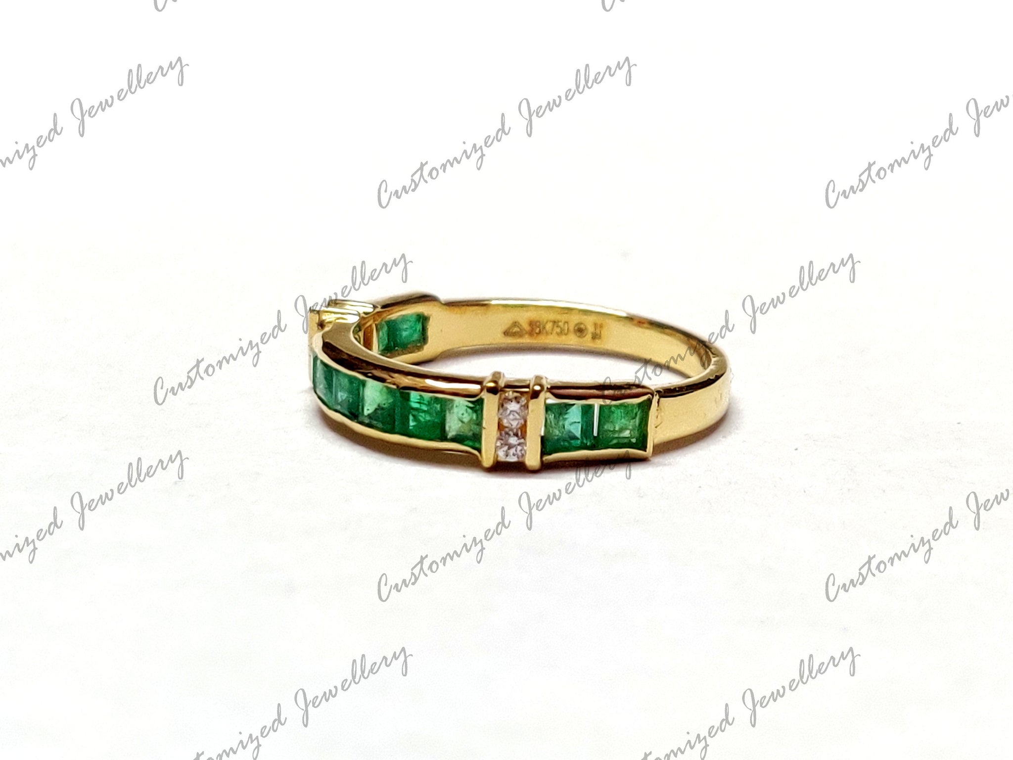 Natural Emerald Engagement Ring 18K Gold Emerald Diamond Engagement Band Natural Emerald Wedding Band May Birthstone Emerald Ring For Her