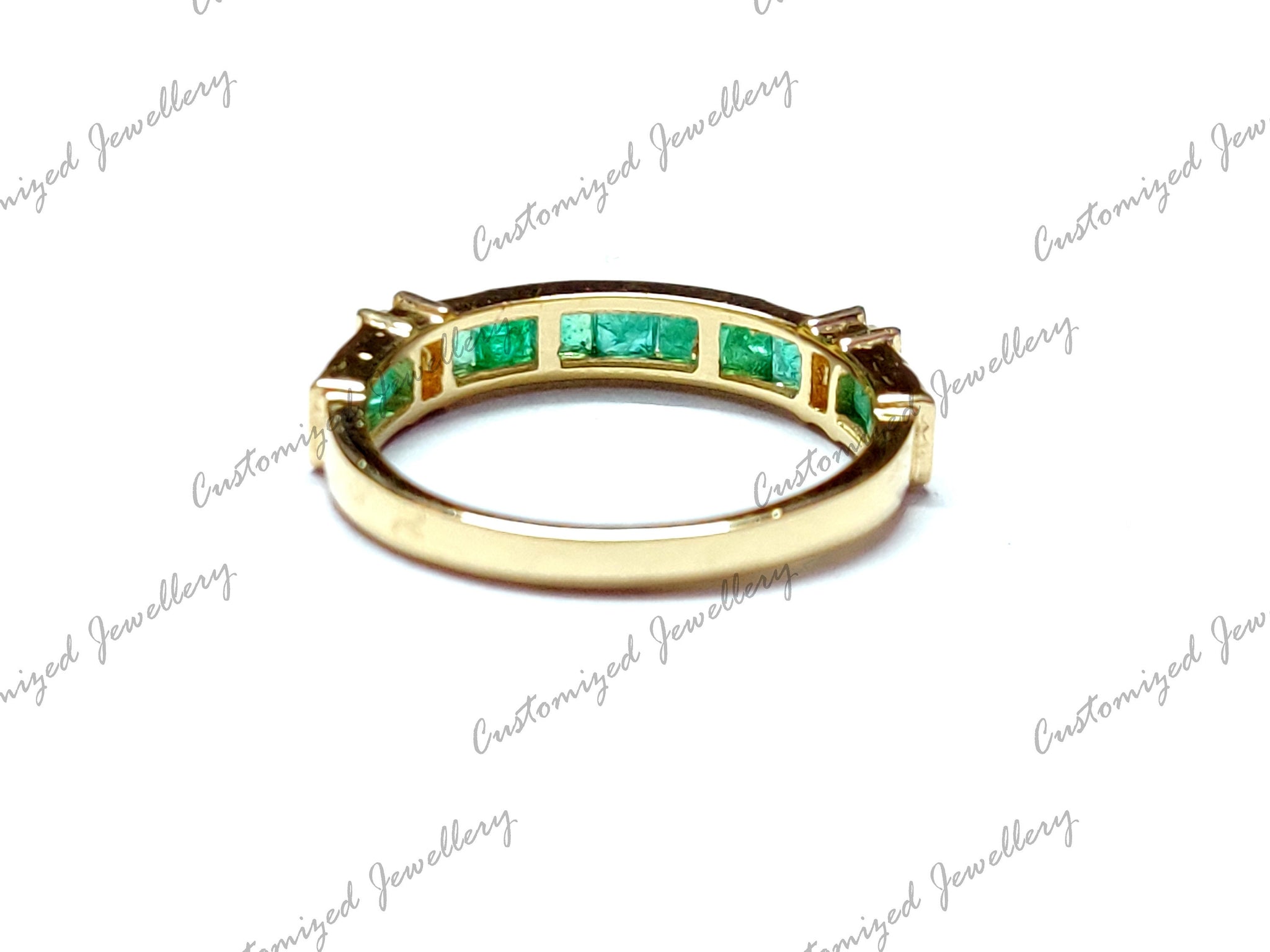 Natural Emerald Engagement Ring 18K Gold Emerald Diamond Engagement Band Natural Emerald Wedding Band May Birthstone Emerald Ring For Her