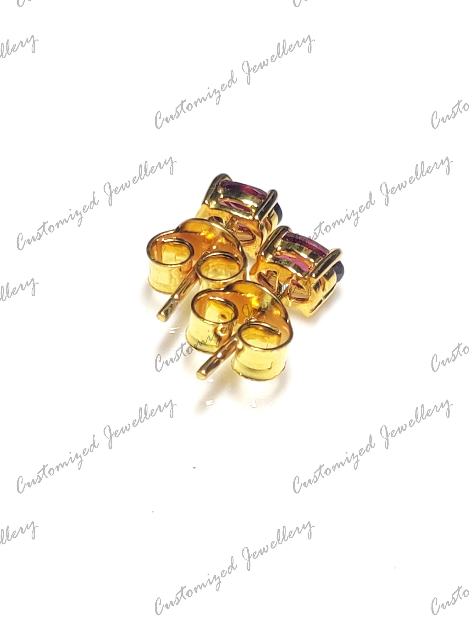 Gold Garnet Earstuds Gold Plated Rhodolite Garnet Ear Studs Natural Garnet Minimalist Silver Garnet Earstuds Birthday Gift Mothers Day Gift