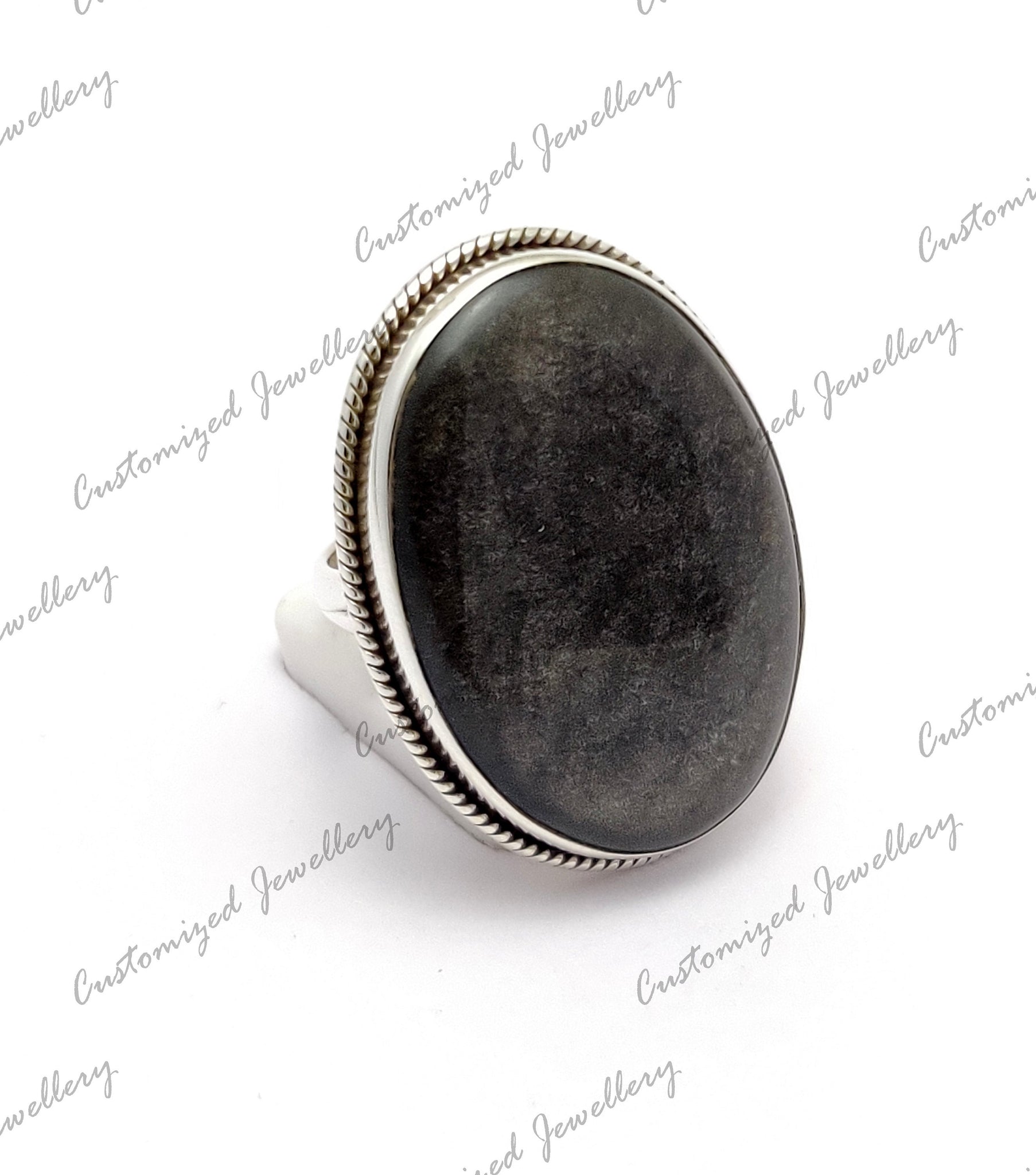 Handmade Silver Statement Ring Obsidian Healing Ring Obsidian Chakra Ring 925 Silver Obsidian Cocktail Ring One of a Kind Ring Birthday Gift