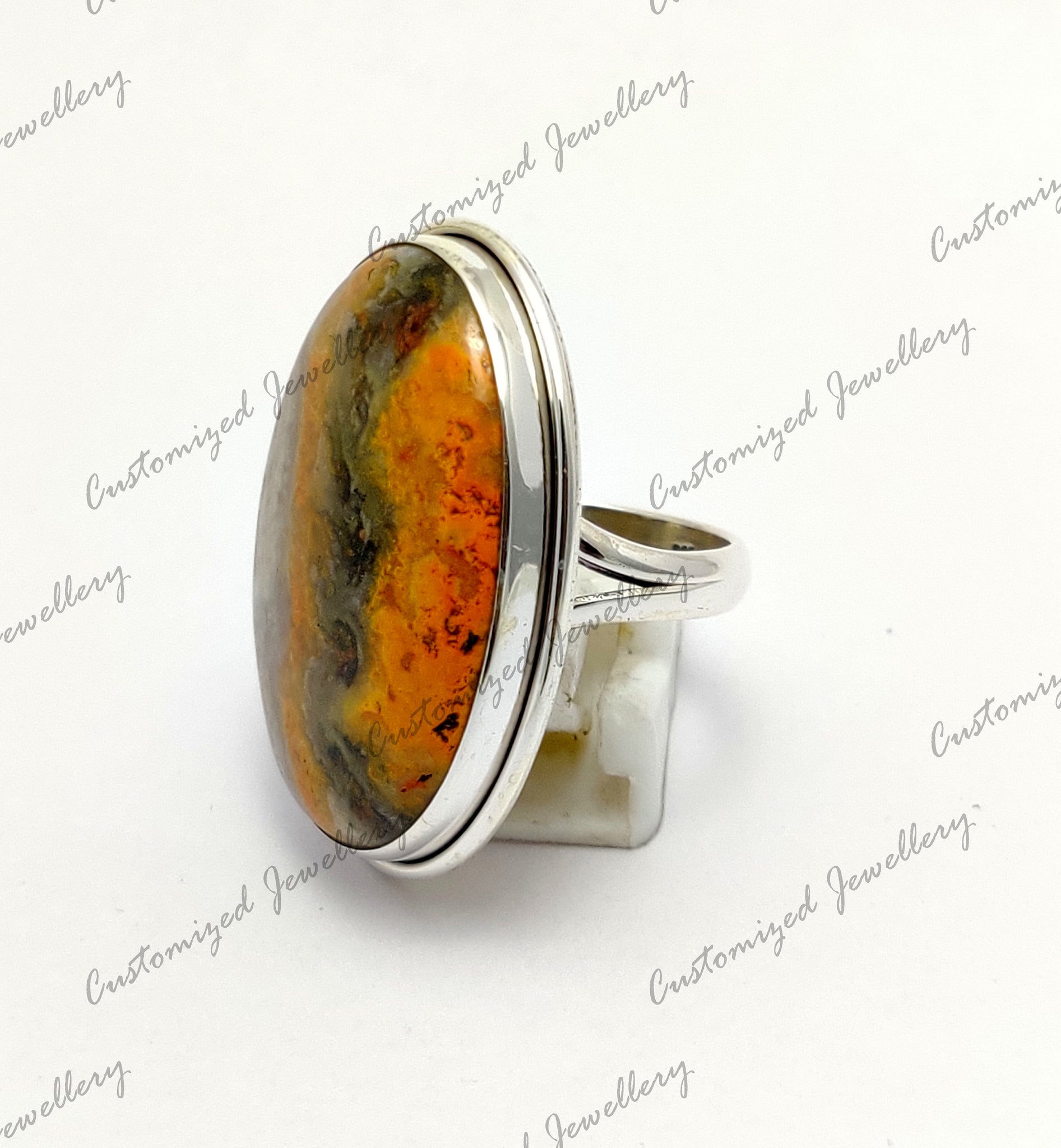 Handmade Silver Bumble Bee Jasper Ring 925 Silver Bumble Jasper Spirit Chakra Ring Healing Crystal Ring Spiritual Chakra Ring Big Stone Ring