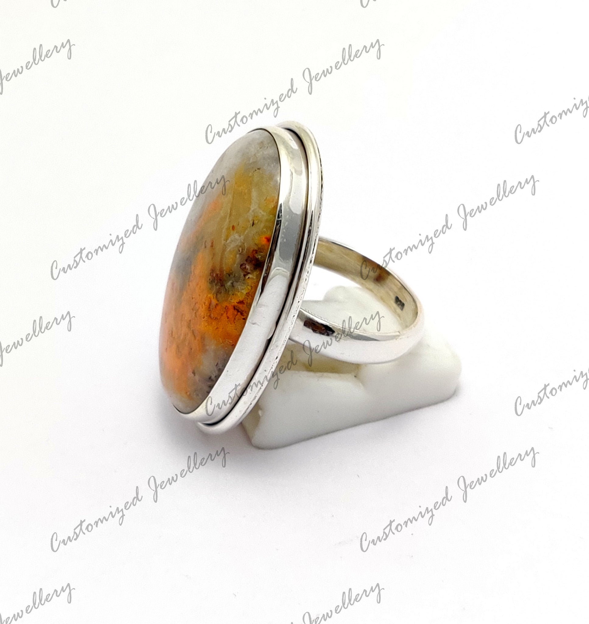 925 Silver Bumble Bee Jasper Ring Handmade Bumble Jasper Statement Ring Spirit Chakra Ring Healing Crystal Ring Spiritual Cocktail Ring