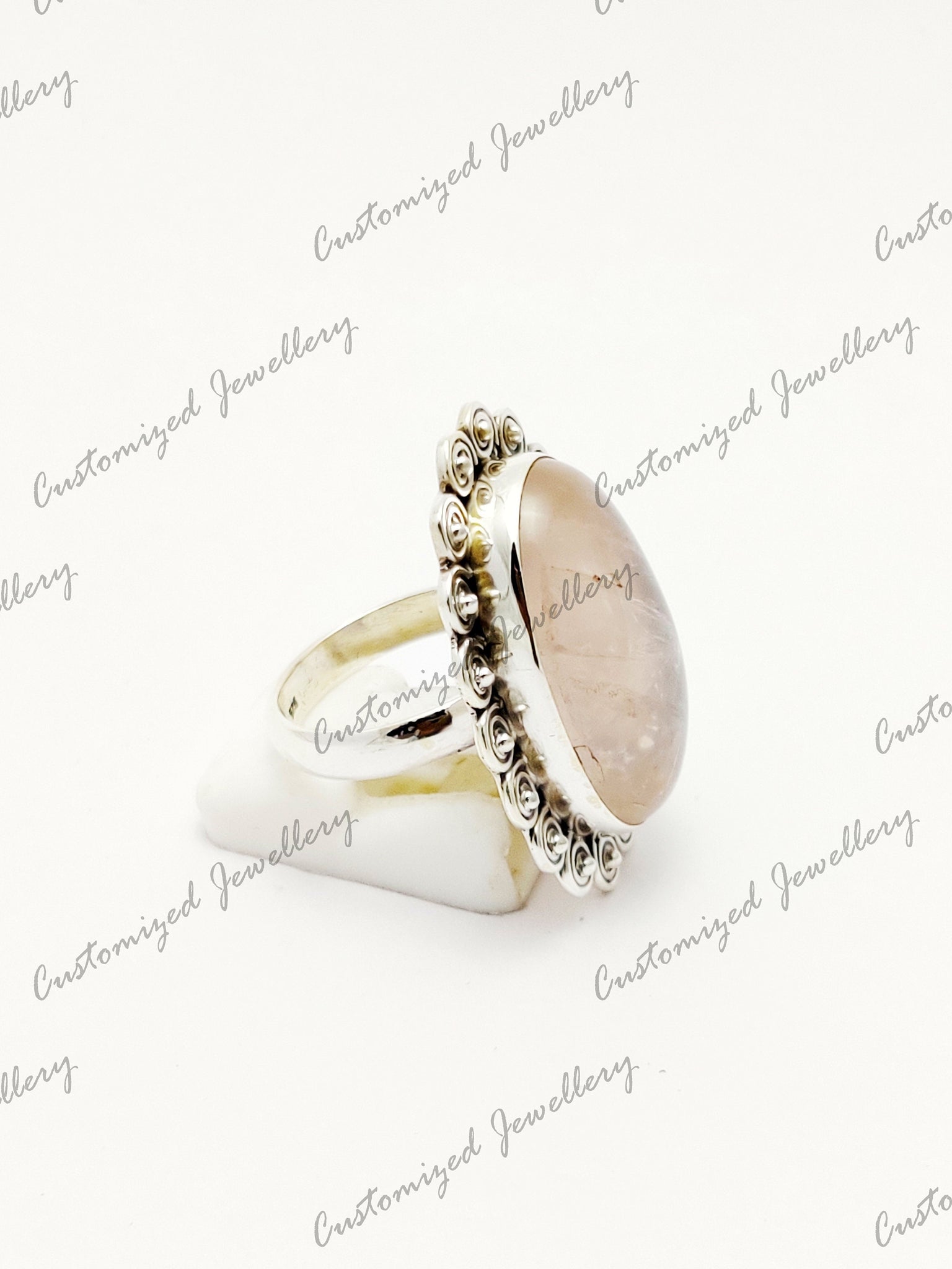 Handmade Rose Quartz Ring Sterling Silver Rose Quartz Statement Ring Rose Quartz Ring October Birthstone Ring Silver Healing Crystal Ring