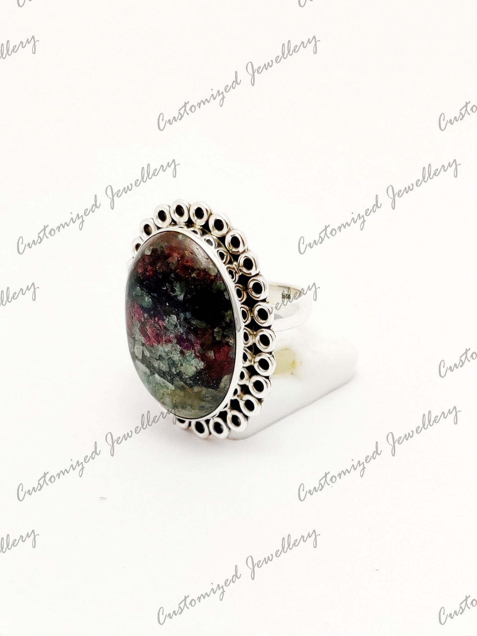 Handmade Eudialyte Statement Ring Natural Crystal Healing Cocktail Ring Spiritual Chakra Ring Bohi Hippie Ring Big Stone Statement Ring