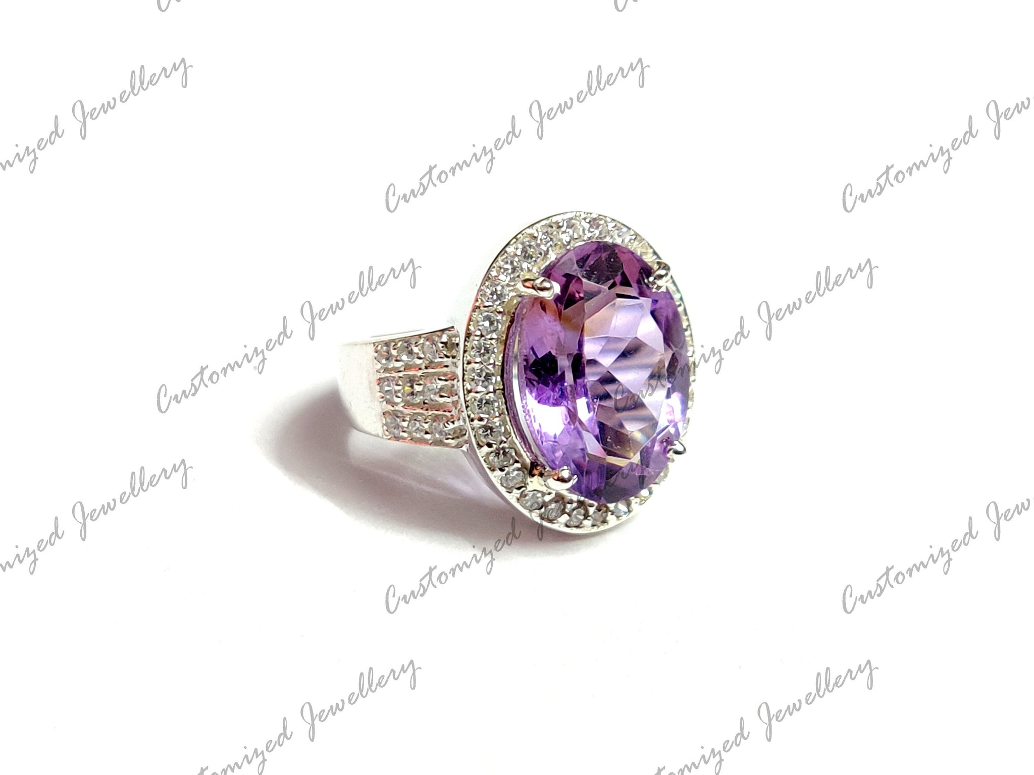 Large Amethyst Cocktail Ring Amethyst Statement Ring 10x14 mm Oval Amethyst Big Ring February Birthstone Ring Purple Amethyst Ring