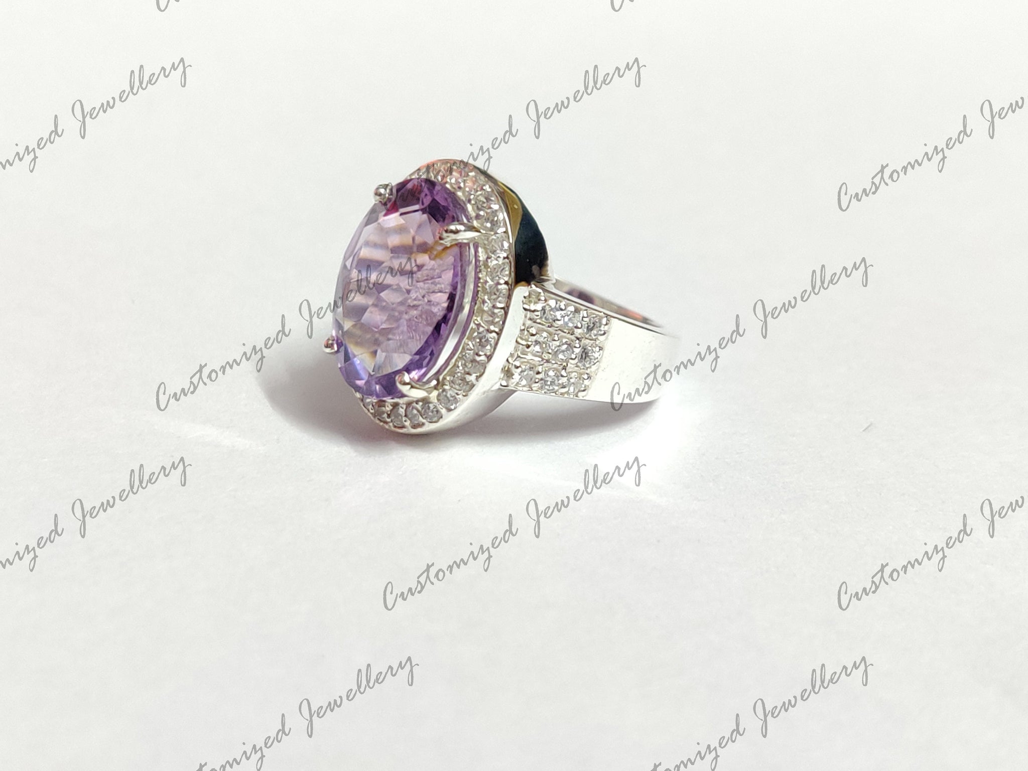 Large Amethyst Cocktail Ring Amethyst Statement Ring 10x14 mm Oval Amethyst Big Ring February Birthstone Ring Purple Amethyst Ring