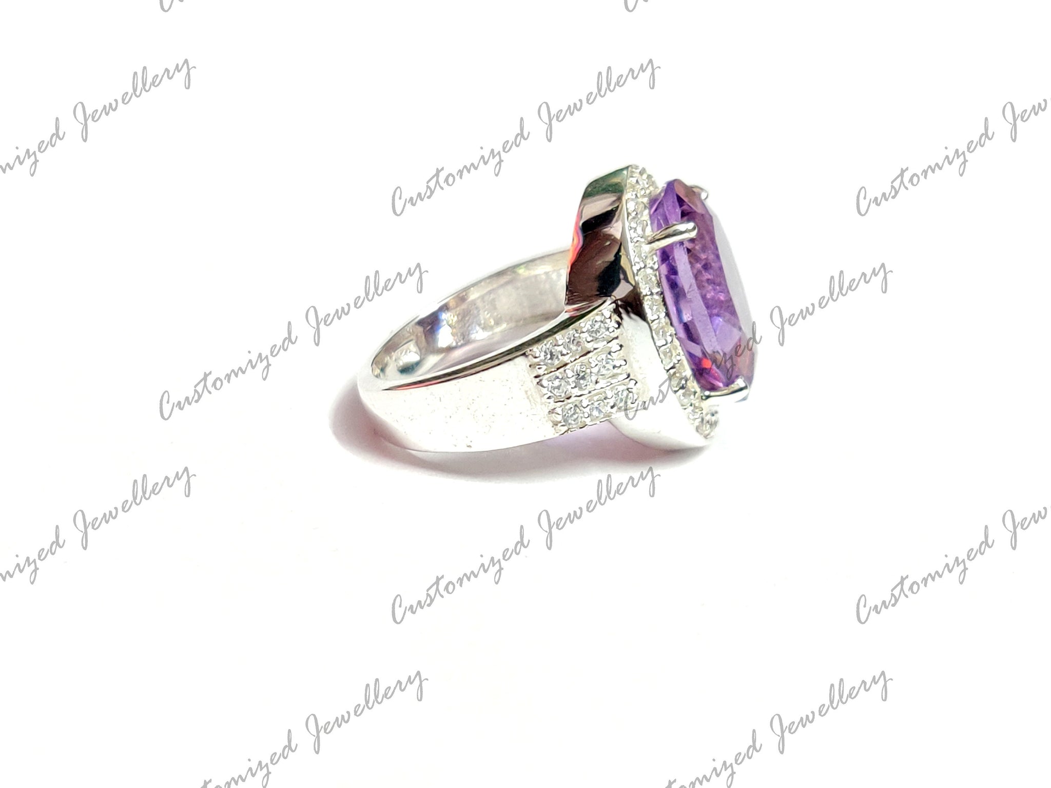 Large Amethyst Cocktail Ring Amethyst Statement Ring 10x14 mm Oval Amethyst Big Ring February Birthstone Ring Purple Amethyst Ring