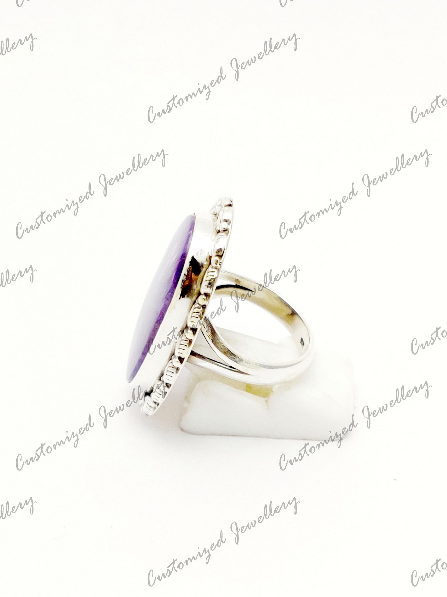 Designer Silver Charoite Ring Sterling Silver Charoite Boho Ring Natural Charoite Hippie Ring Purple Charoite Ring Healing Crystal Ring