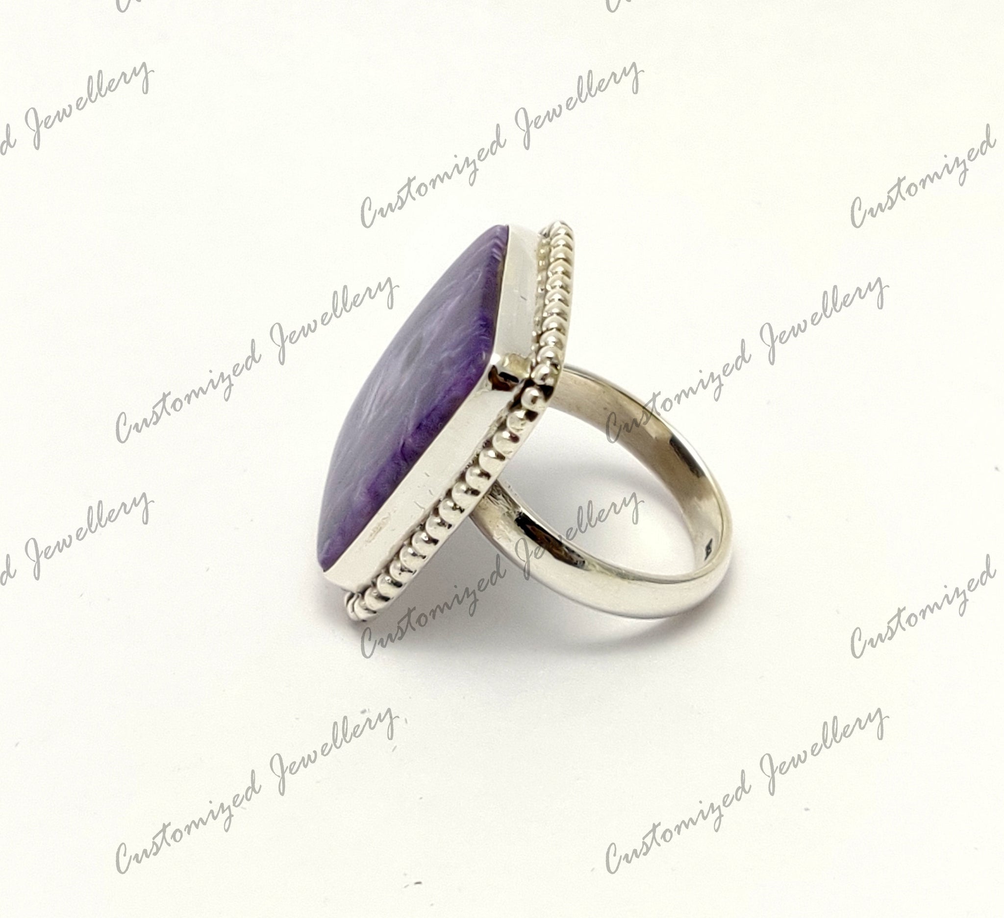Charoite Statement Ring Sterling Silver Charoite Boho Ring Natural Charoite Hippie Ring Purple Charoite Ring Healing Crystal Ring