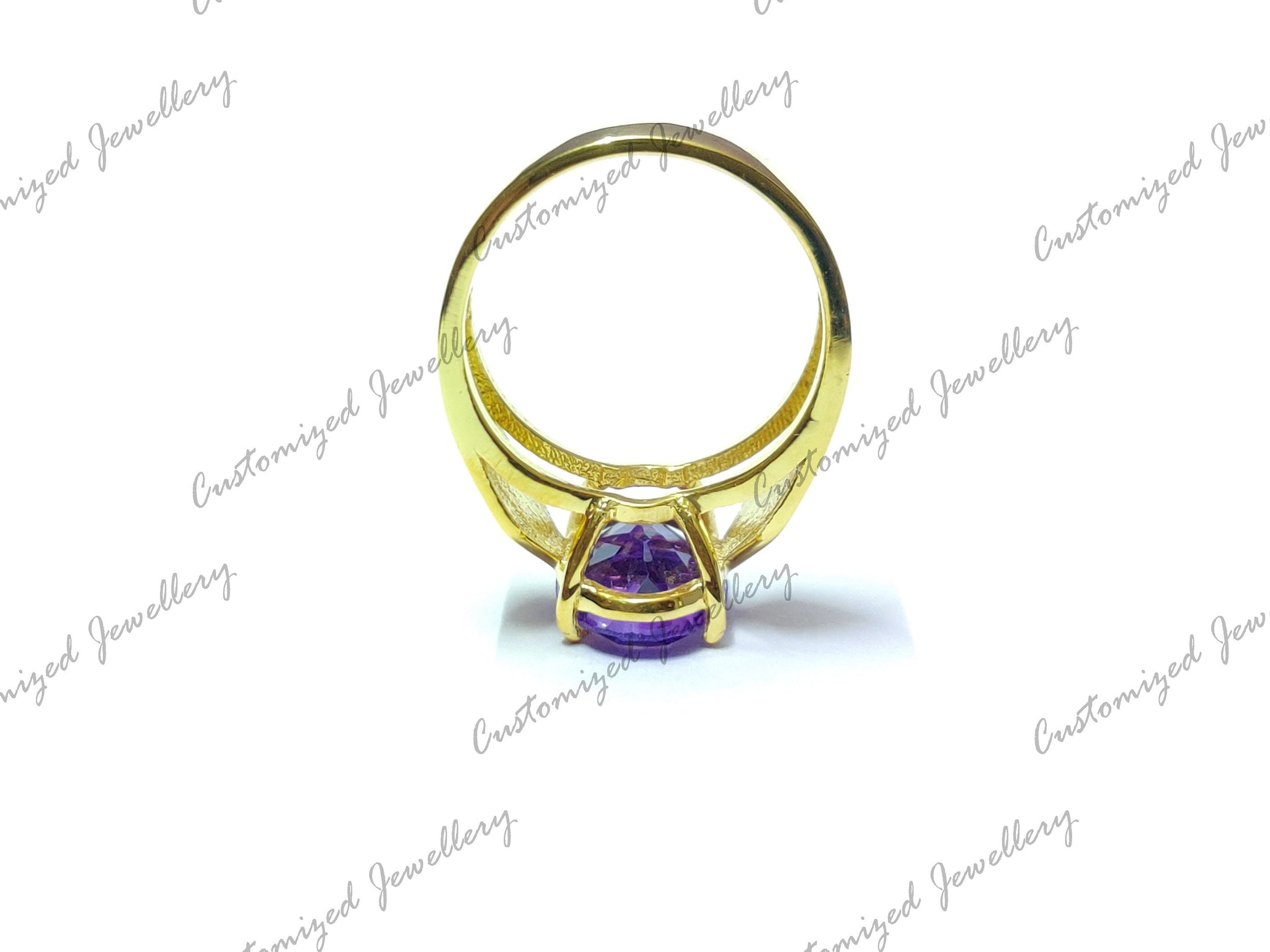Gold Amethyst Ring Natural Amethyst Ring Gold Amethyst Cocktail Ring Gold Rhodium Plating Amethyst Statement Ring Amethyst Men Ring