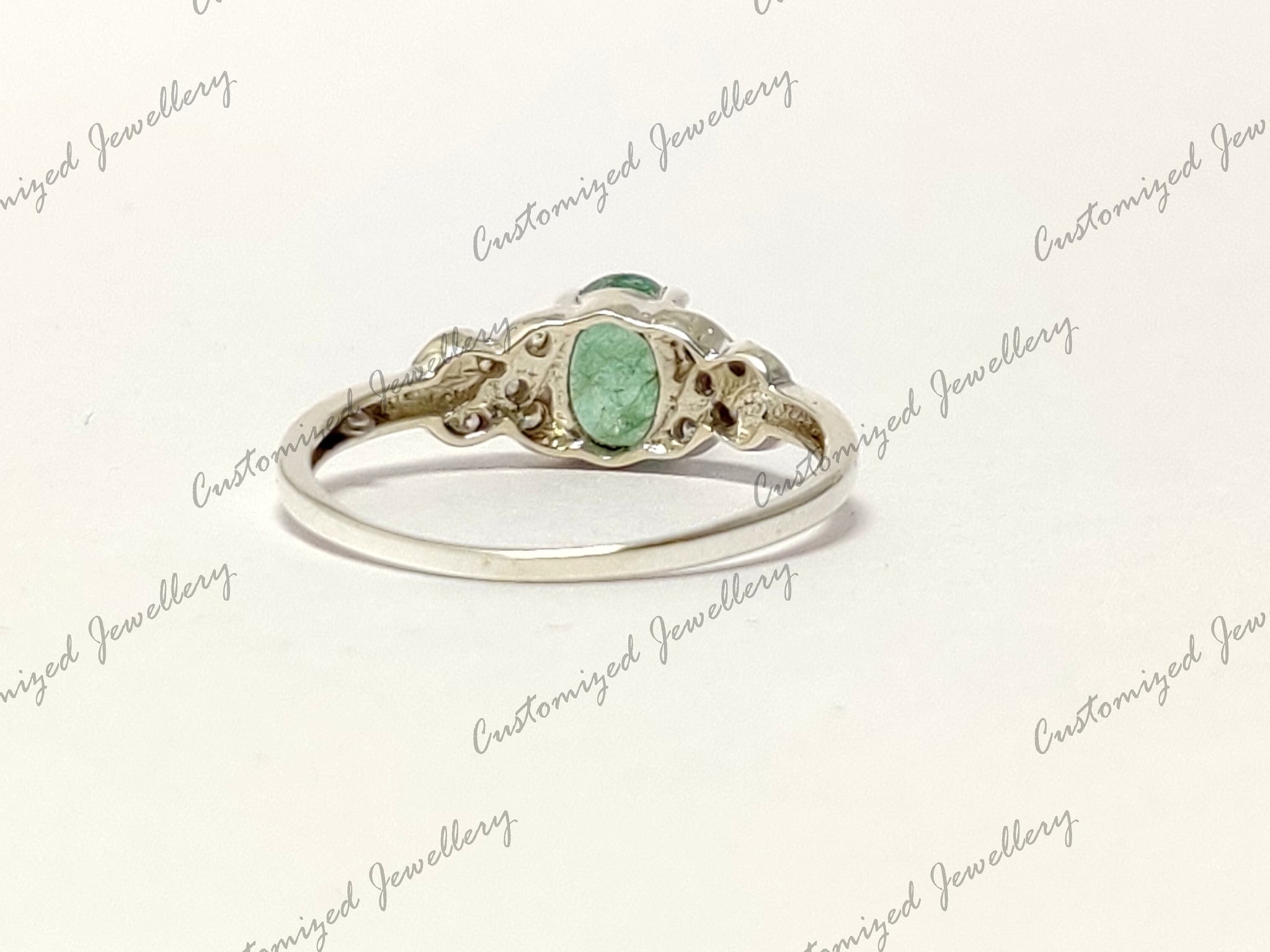 Silver Emerald Anniversary Ring 1 Ct Emerald Promise Band May Birthstone Ring Green Stone Ring Birthday Gift For Her May Birthday Gifts