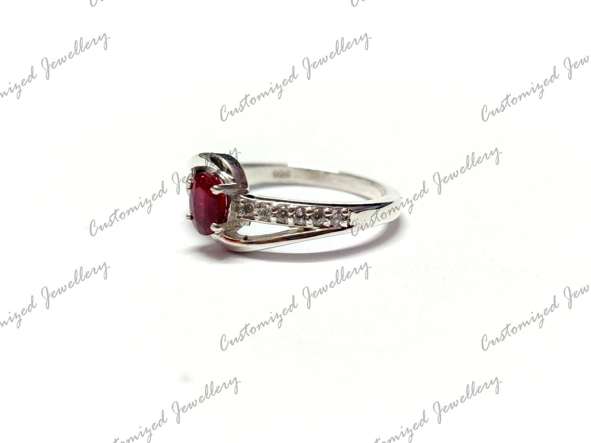 Ruby Anniversary Ring Natural Ruby Ring 4x6 mm Oval Ruby Band Garnet Valentine Ring Red Ruby Promise Ring July Birthstone Ring