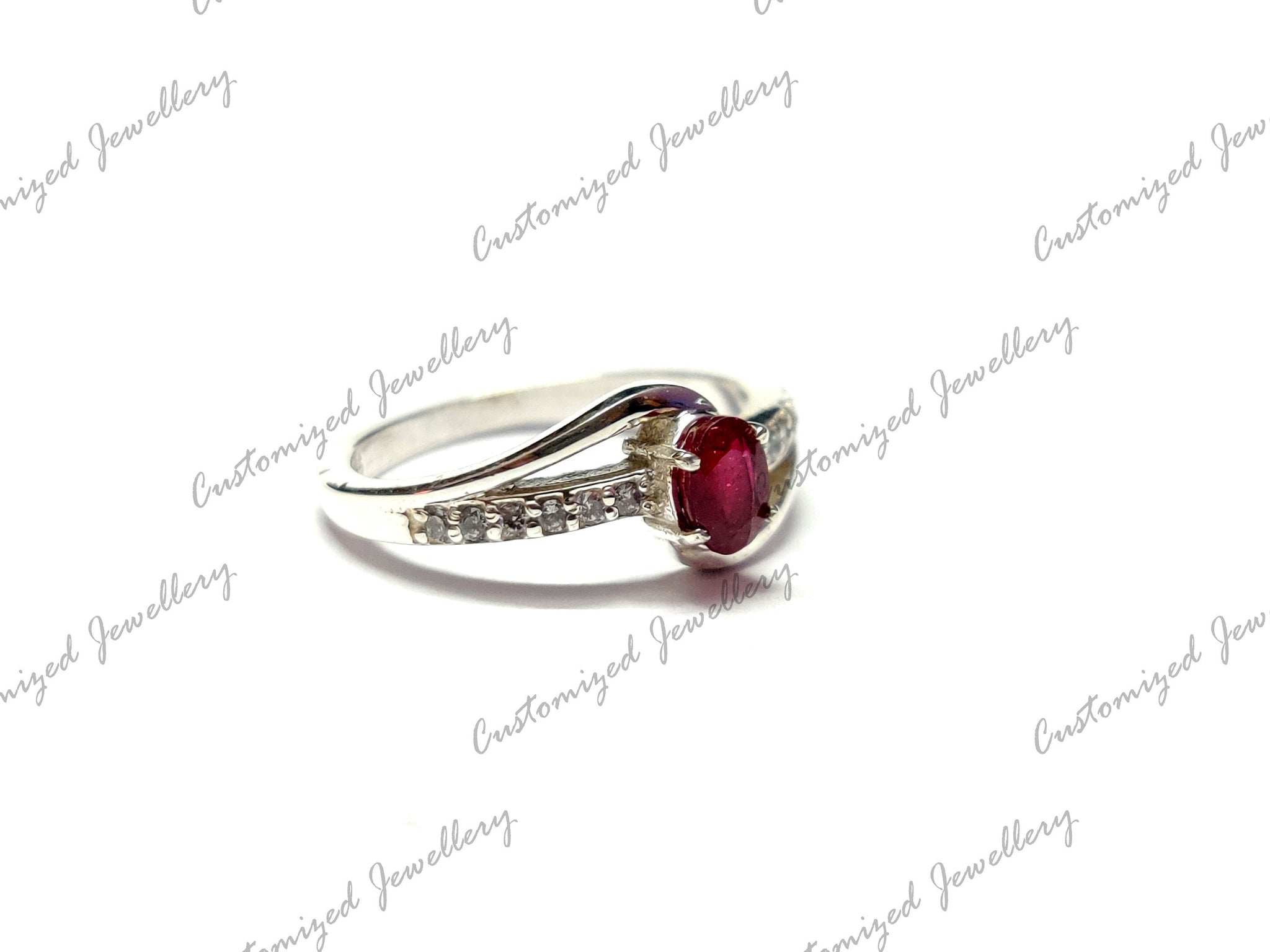 Ruby Anniversary Ring Natural Ruby Ring 4x6 mm Oval Ruby Band Garnet Valentine Ring Red Ruby Promise Ring July Birthstone Ring
