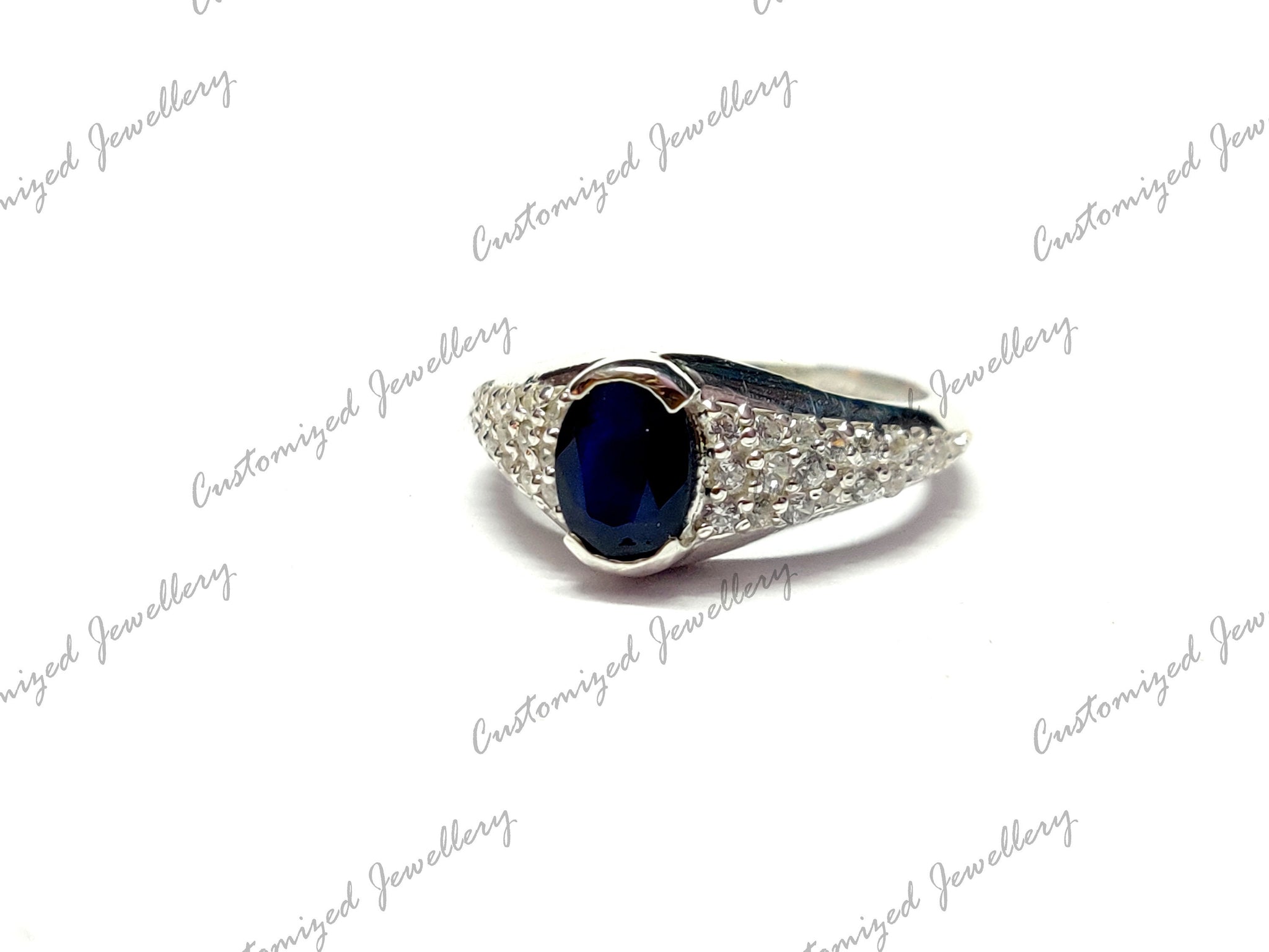 Handmade Silver Sapphire Ring 5x7 mm Oval Blue Sapphire Ring Silver Sapphire Ring Blue Sapphire Solitaire Ring September Birthstone Ring