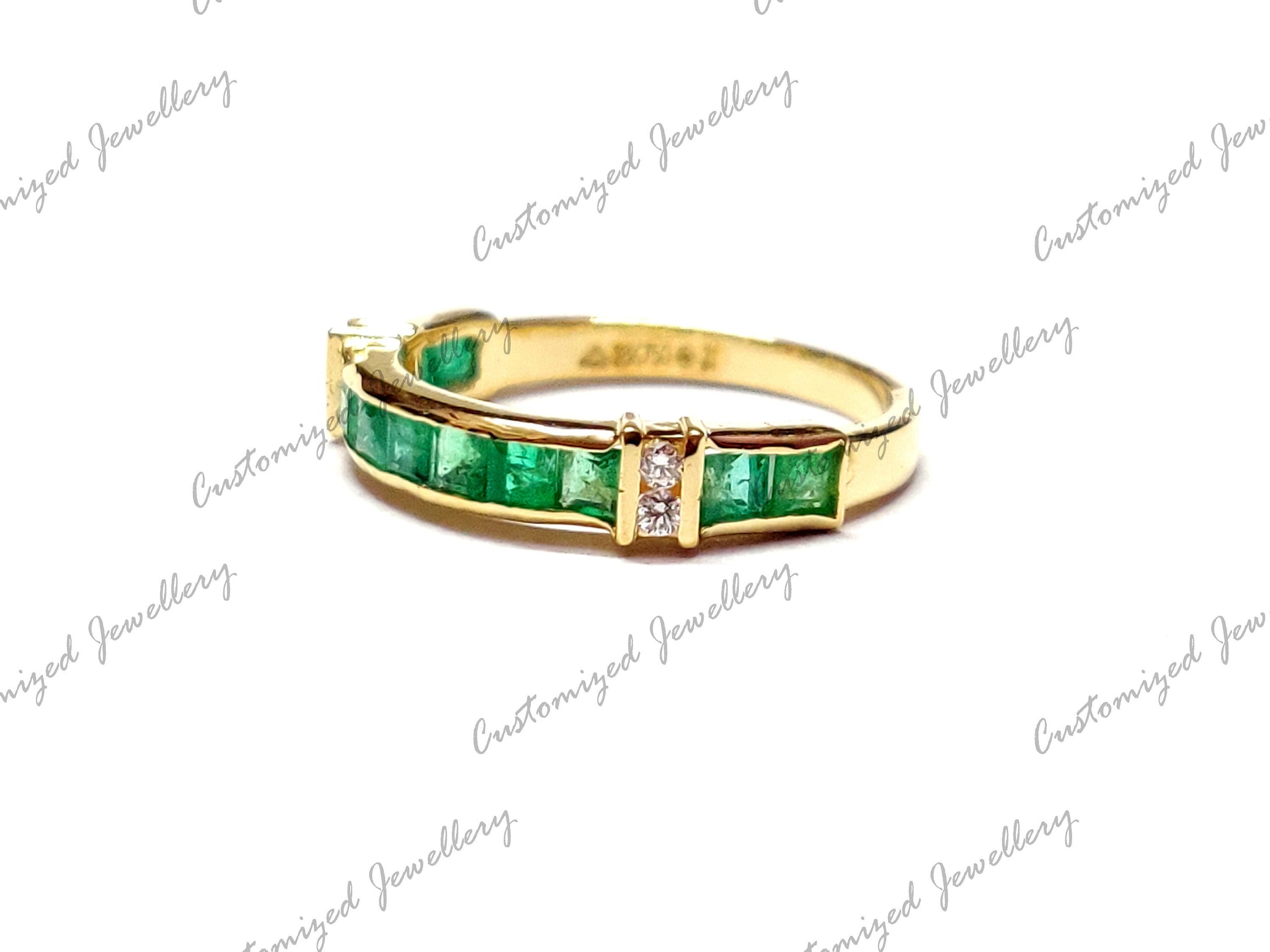 Natural Emerald Engagement Ring 18K Gold Emerald Diamond Engagement Band Natural Emerald Wedding Band May Birthstone Emerald Ring For Her