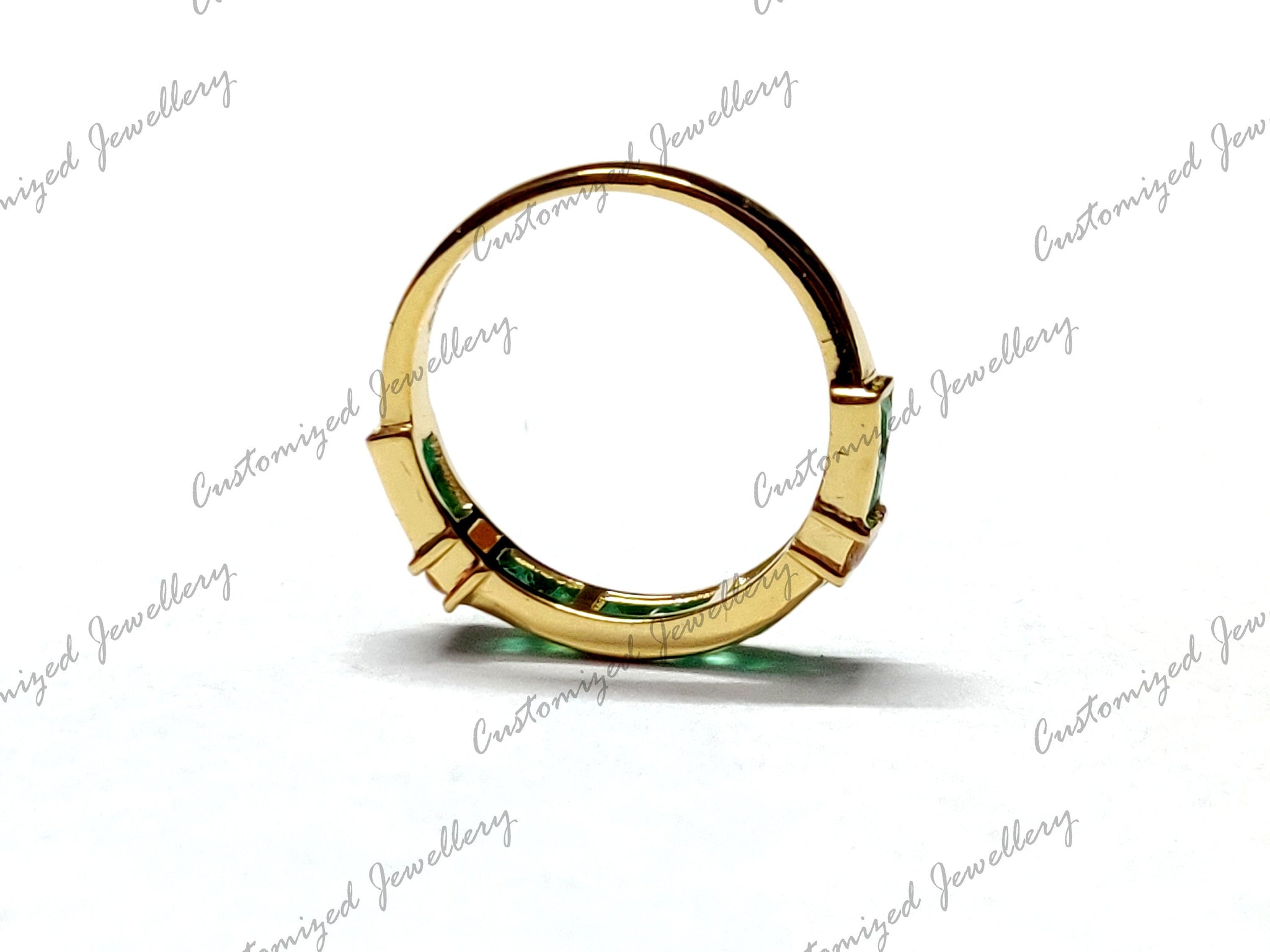 Natural Emerald Engagement Ring 18K Gold Emerald Diamond Engagement Band Natural Emerald Wedding Band May Birthstone Emerald Ring For Her