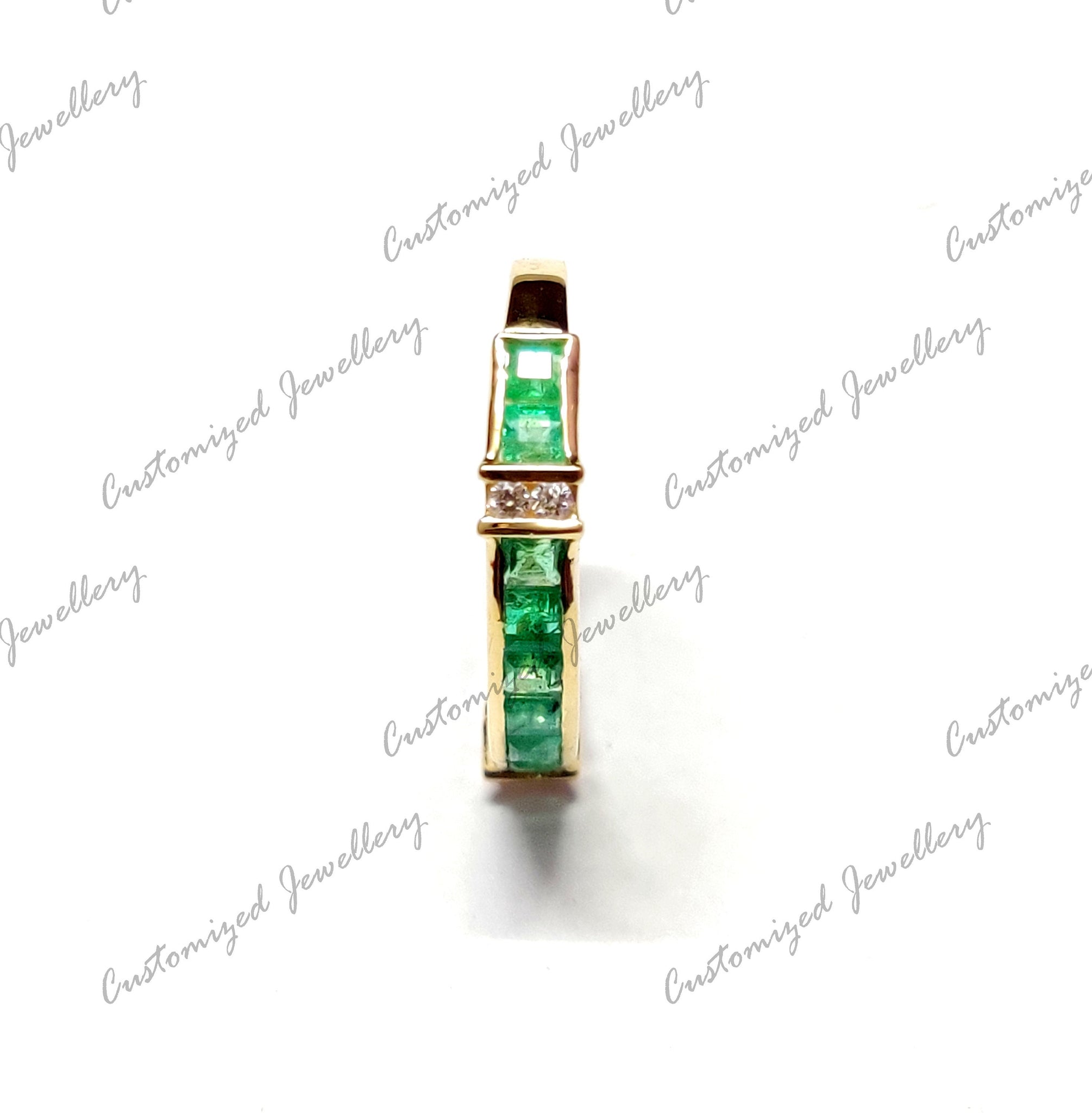 Natural Emerald Engagement Ring 18K Gold Emerald Diamond Engagement Band Natural Emerald Wedding Band May Birthstone Emerald Ring For Her