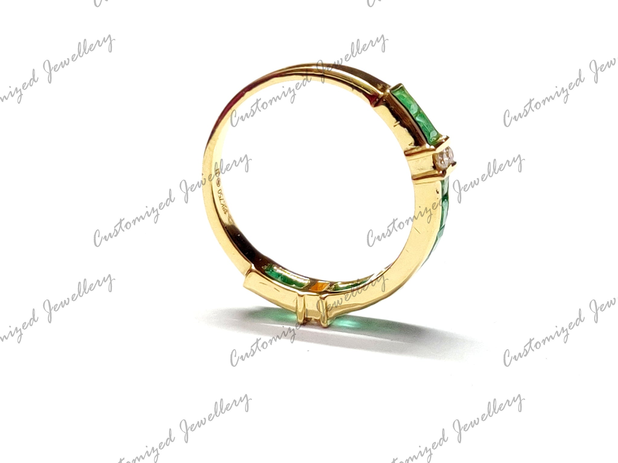 Natural Emerald Engagement Ring 18K Gold Emerald Diamond Engagement Band Natural Emerald Wedding Band May Birthstone Emerald Ring For Her