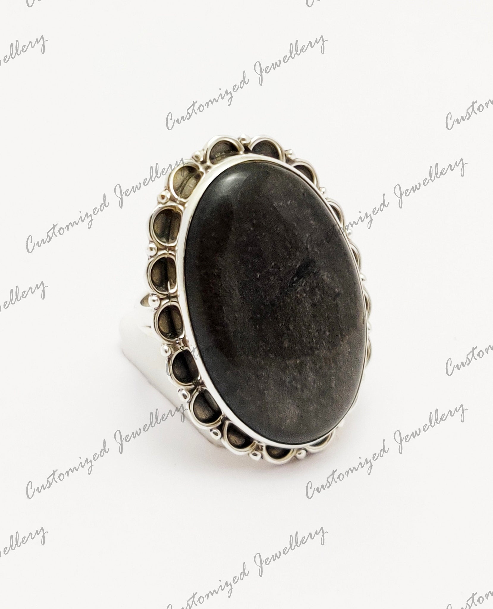 Obsidian Ring 925 Silver Black Obsidian Ring One of a Kind Ring Silver Obsidian Cocktail Ring Obsidian Healing Ring Obsidian Statement Ring