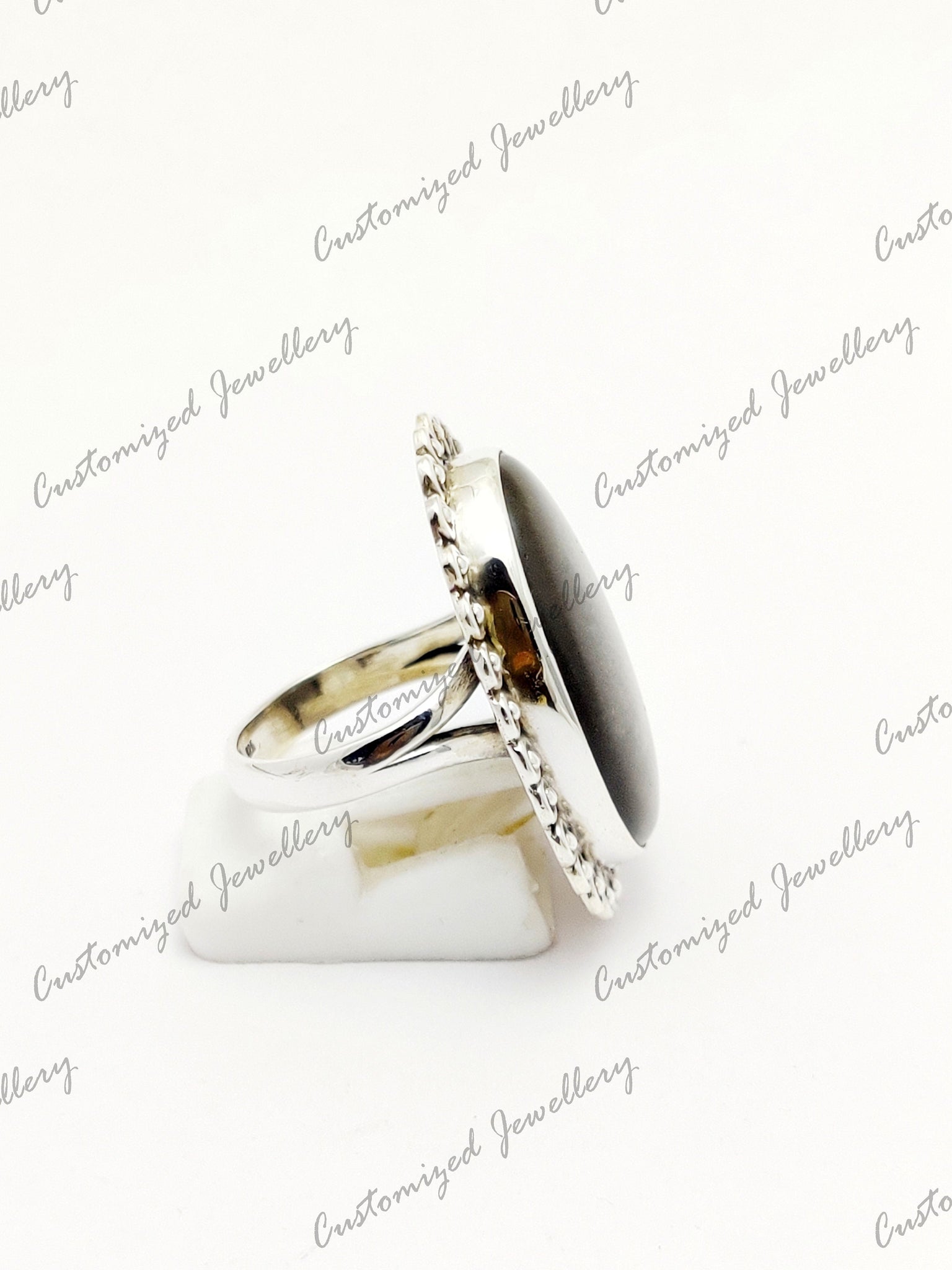 Healing Chakra Ring 925 Silver Black Obsidian Statement Ring Silver Obsidian Cocktail Ring Large Stone Ring Big Stone Ring Anniversary Gift