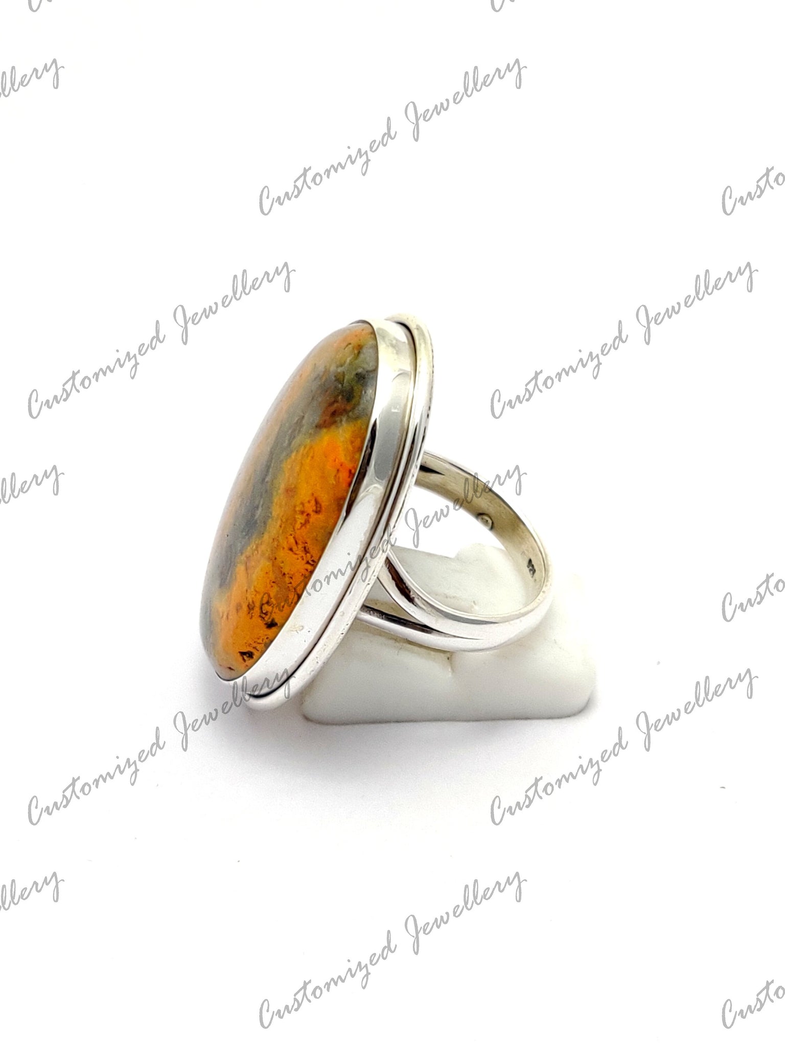 Handmade Silver Bumble Bee Jasper Ring 925 Silver Bumble Jasper Spirit Chakra Ring Healing Crystal Ring Spiritual Chakra Ring Big Stone Ring