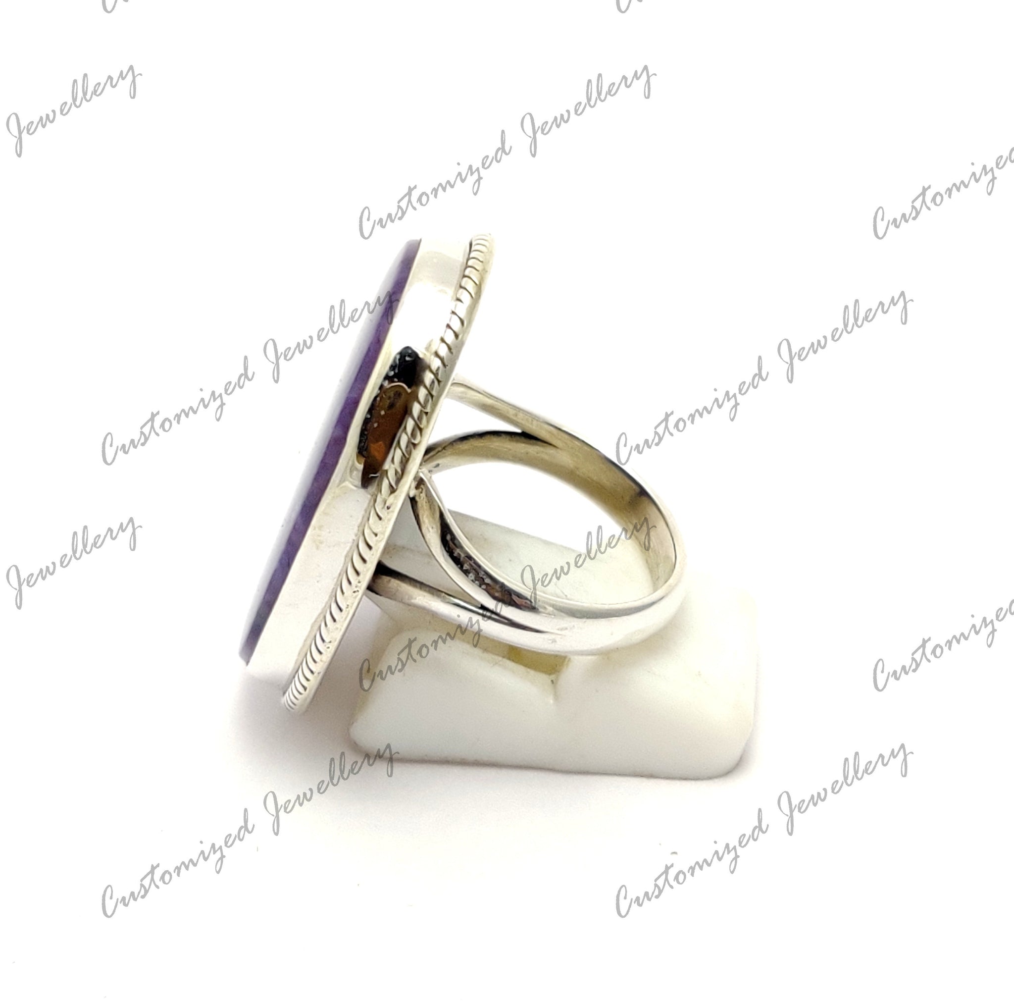 Silver Charoite Ring Sterling Silver Charoite Boho Ring Natural Charoite Hippie Ring Purple Charoite Ring Healing Crystal Ring StatementRing