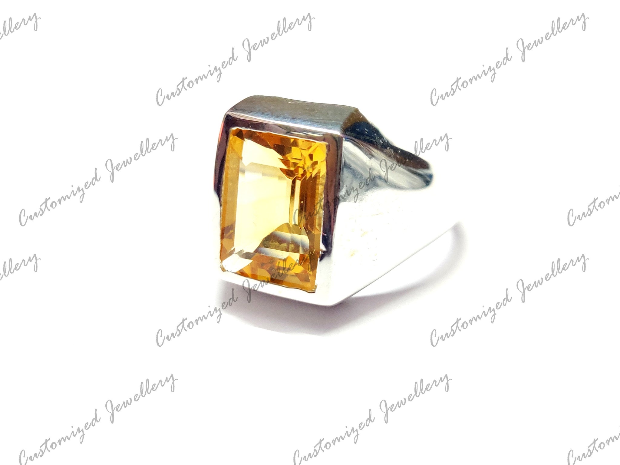 Large Citrine Statement Ring Big Citrine Cocktail Ring 10x14 Baguette Cut Citrine Ring November Birthstone Heavy Silver Citrine Mens Ring